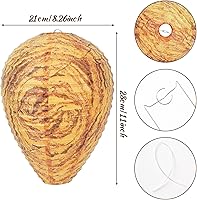 Vista 2 de DECYOOL - 4 unidades de señuelo de nido de avispa de papel colgante, nido de avispa mantenerse alejado de avispas, avispones, avispas amarillas