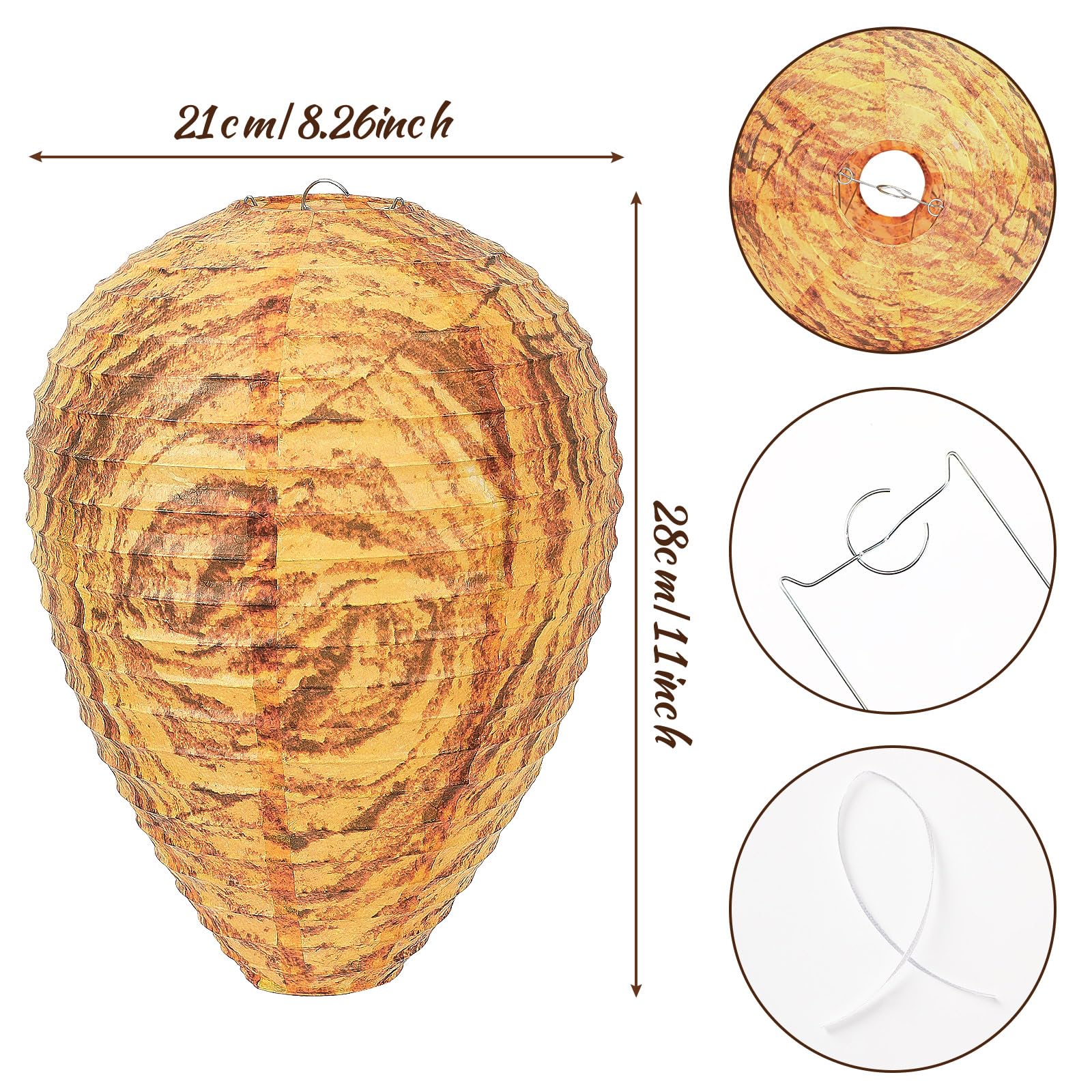 DECYOOL 4 Pack Paper Wasp Nest Decoy Hanging Wasp Nest Stay Away from Wasps Hornets Yellow Jackets(Orange) - 1