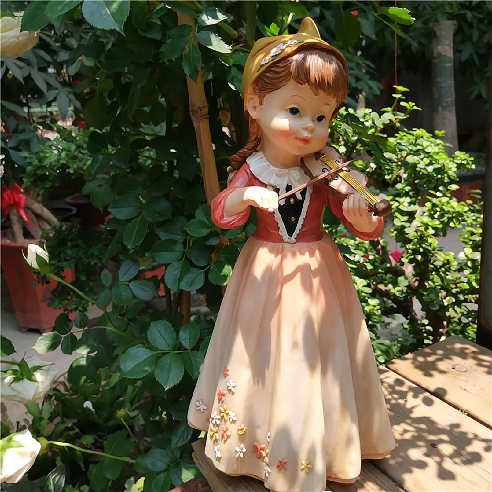 Figura decorativa de jardín, elegante escultura de niña, figura de jardín al aire libre, resina resistente a la intemperie, estatua de jardín, balcón, decoración del hogar, jardín, patio, 30