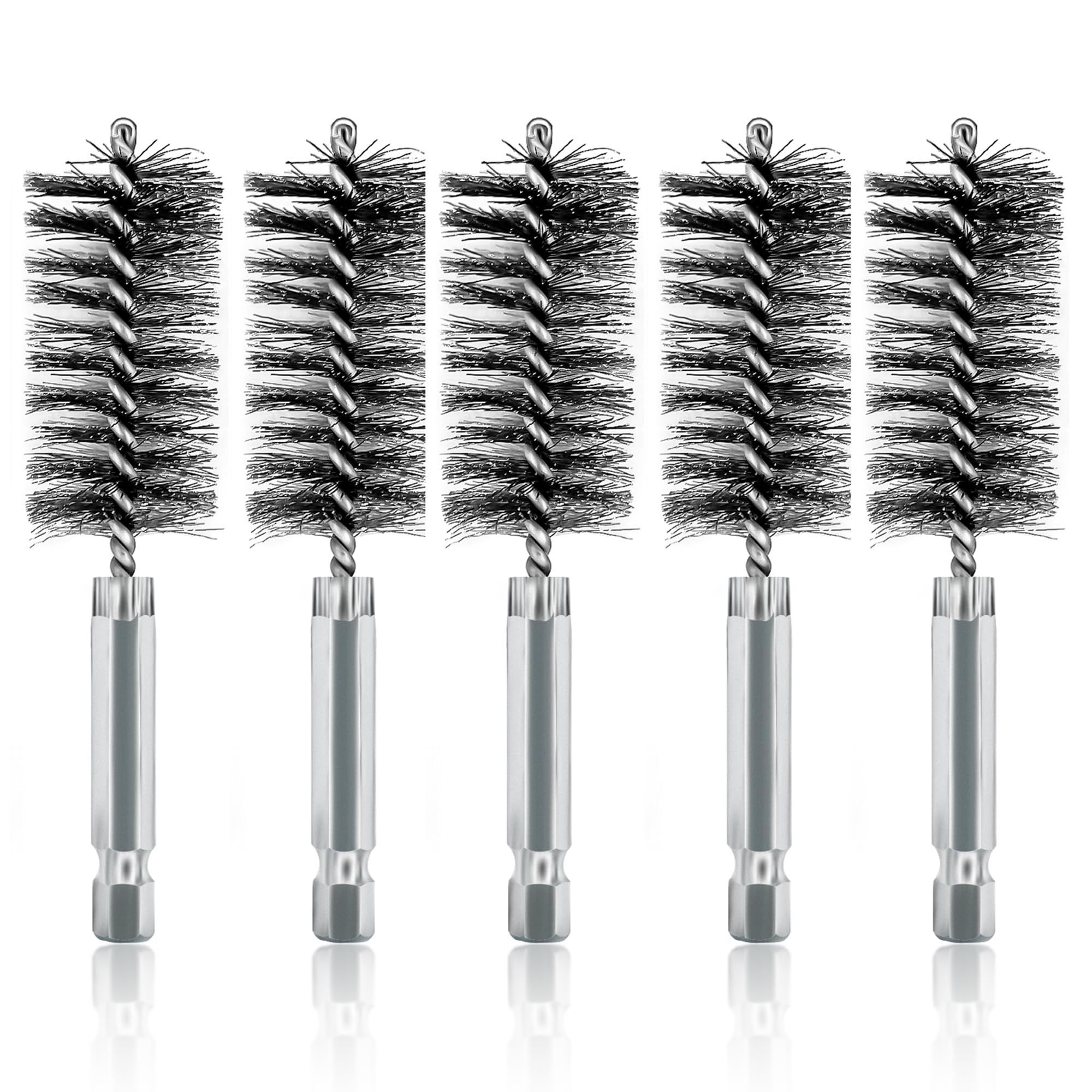 ASNOMY 5Pcs 1" Stainless Steel Bore Brush for Drill,25mm Wire Brush Bore Cleaning Brush Set for Power Drill Cleaning, Abrasive Wire Brush with 1/4"