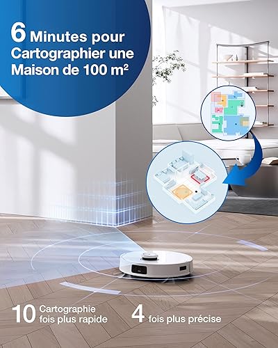 Miniatura 7 de ECOVACS DEEBOT T10 OMNI Robot aspirador y trapeador combinado, autovaciado automático, limpieza automática, secado de aire caliente, succión de 5000