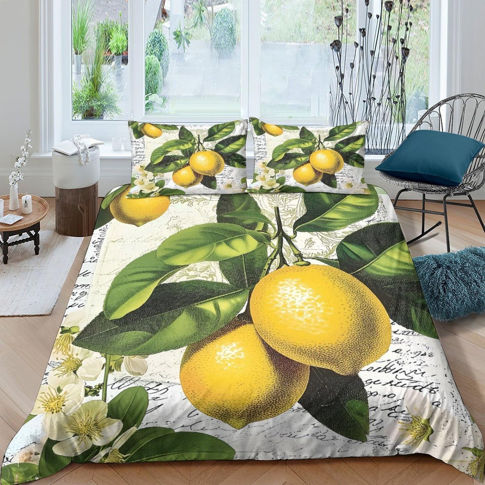 Ctjqhvkz Style-8 3D Printed Lemon Orchard Fitted Sheet Microfiber Botanical Citrus Mattress Cover For Bedroom Guest Room Decor Single（135X200cm）