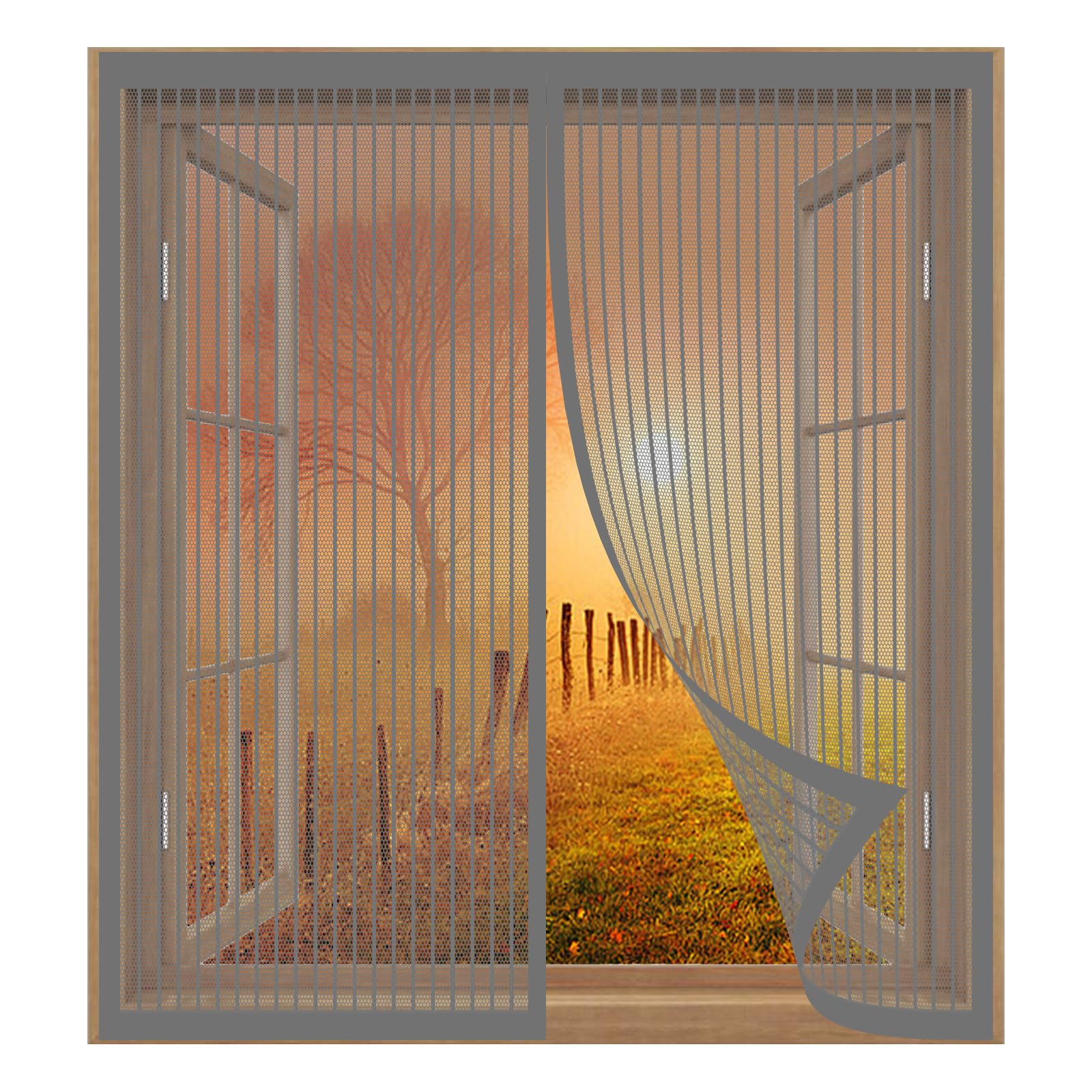 Mosquito Net for Window 59 x 127 cm Easy Installation No Drilling Or Screwing Magnetic Curtain for Fly Proof Window Door for Windows Nets to Keep Bugs Out, Grey