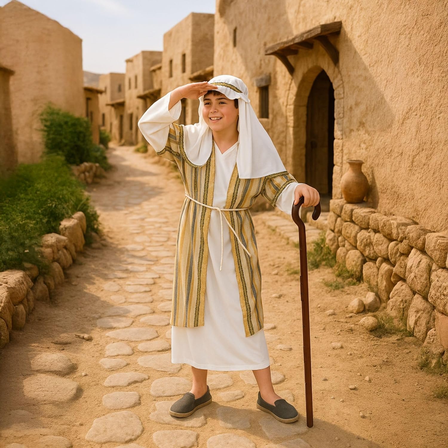 fun shack Shepherd Costume for Kids with Cane, Boys Shepherd Costume, Boys Bible Costumes, Nativity Costumes for Kids - Image 4