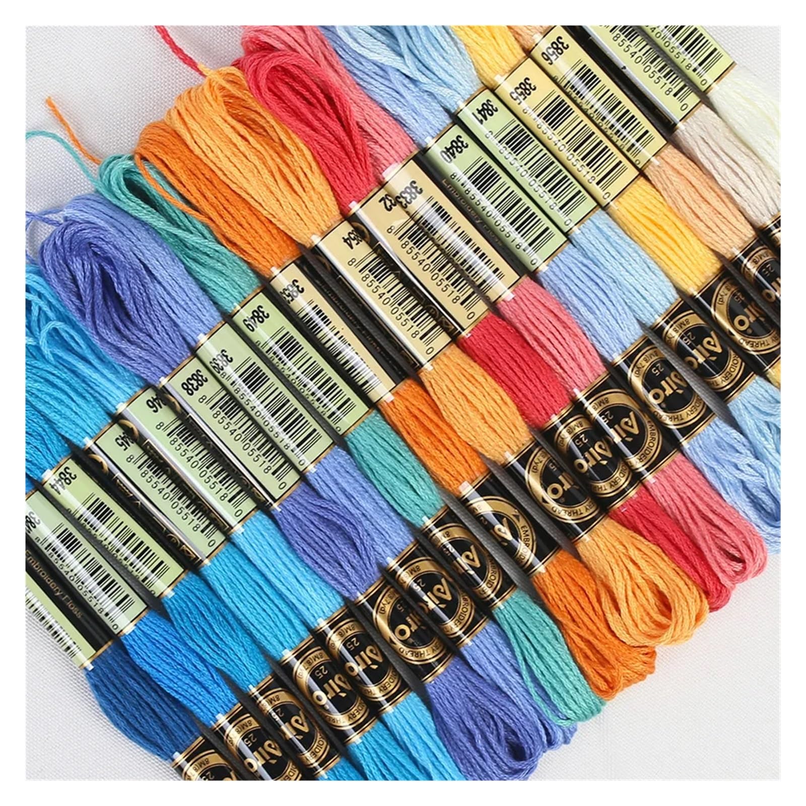 Stickgarn 20/24/36PCS Set Regenbogen Sticktwist Faden for Kreuzstich String Art Freundschaftsarmbänder 8 Meter 6 Stränge(Muliticolor B(36pcs))