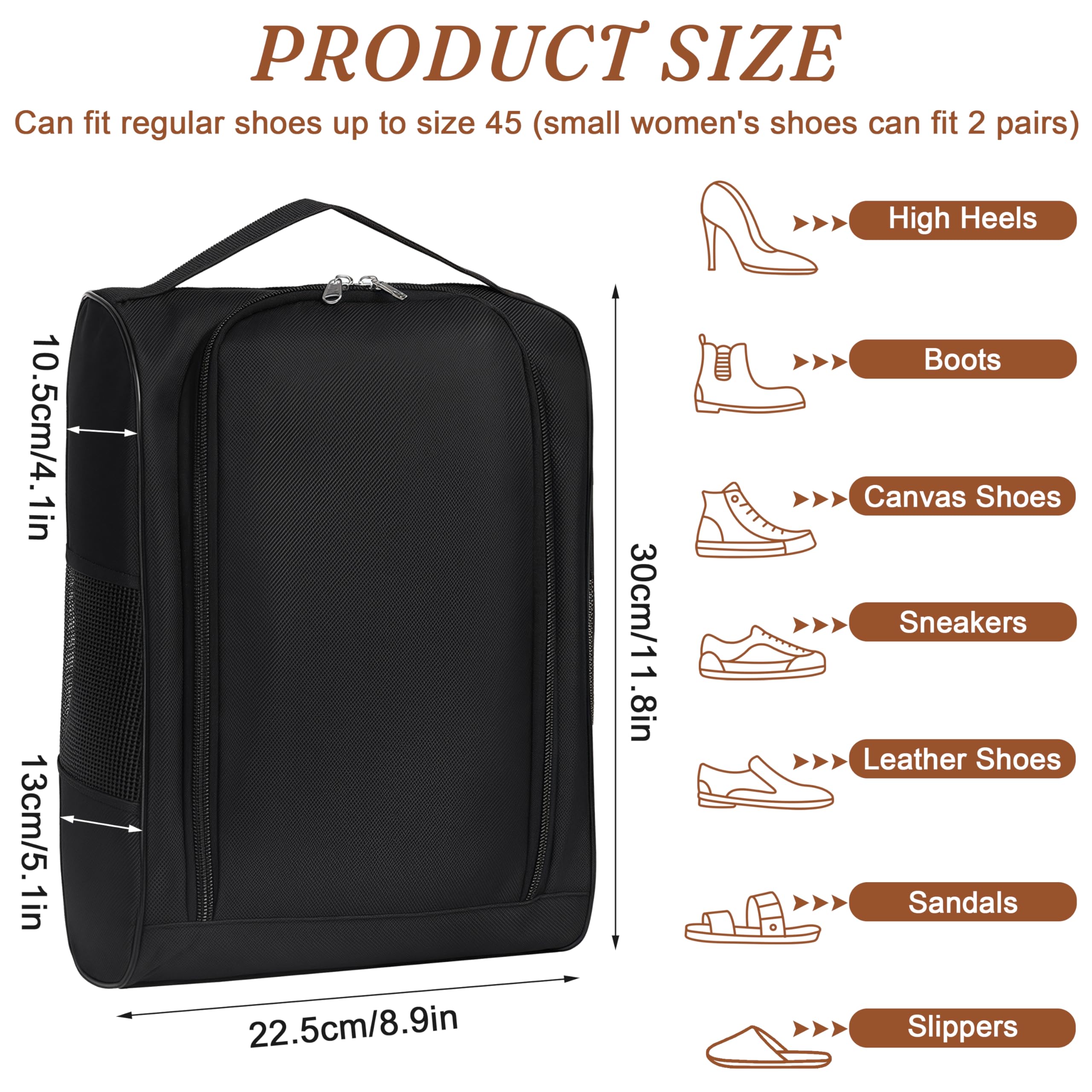 Bolsa para Zapatos de Golf para Hombre y Mujer 2 Unidades Bolsa Portátil de Oxford con Ventilación Organizador de Almacenamiento de Zapatos para Exterior, Deportes, Golf, Viajes y Gimnasio, Negro
