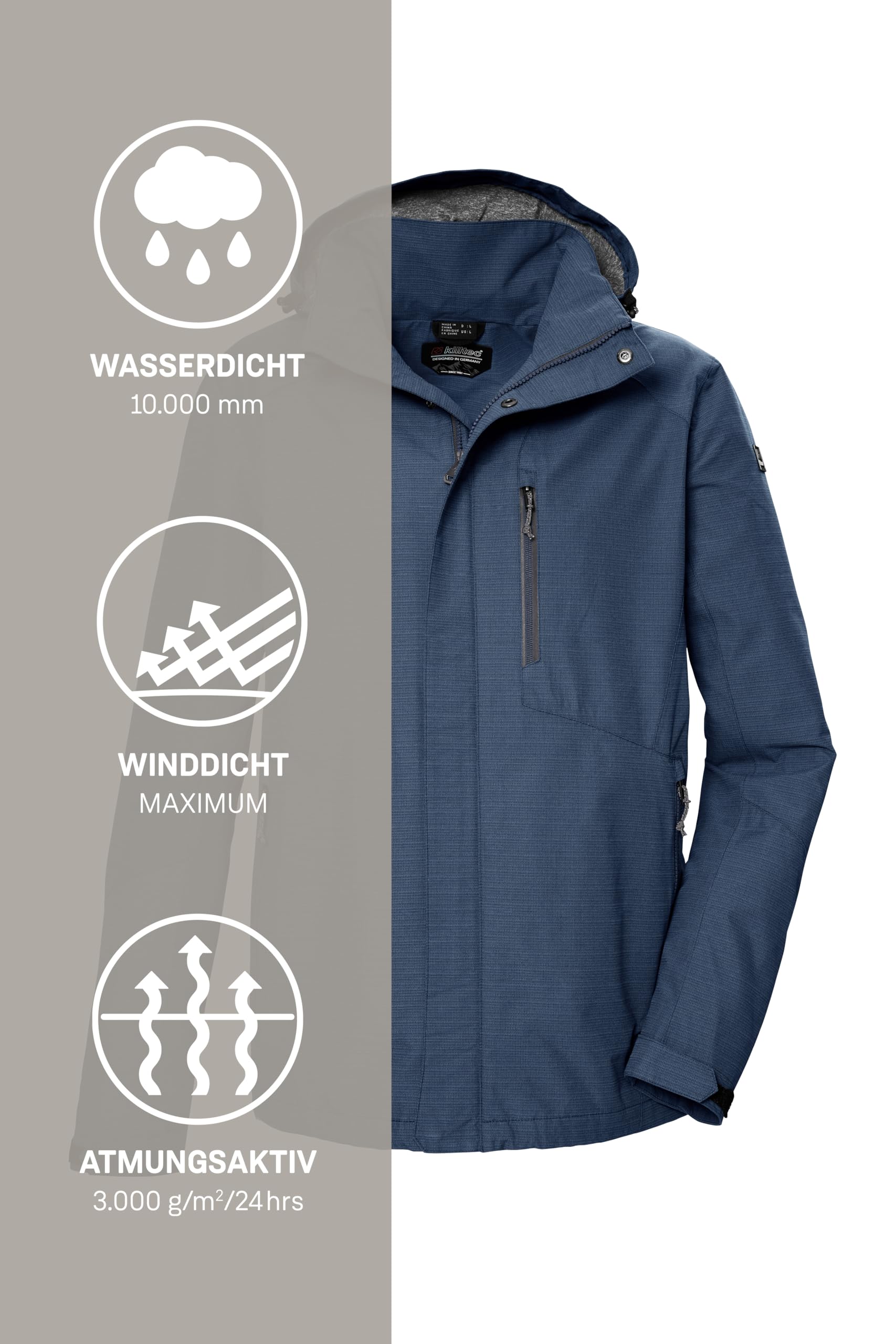 Killtec Herren Kos 256 Mn Jckt_carleb Funktionsjacke wasserdicht/Outdoorjacke mit abzippbarer Kapuze