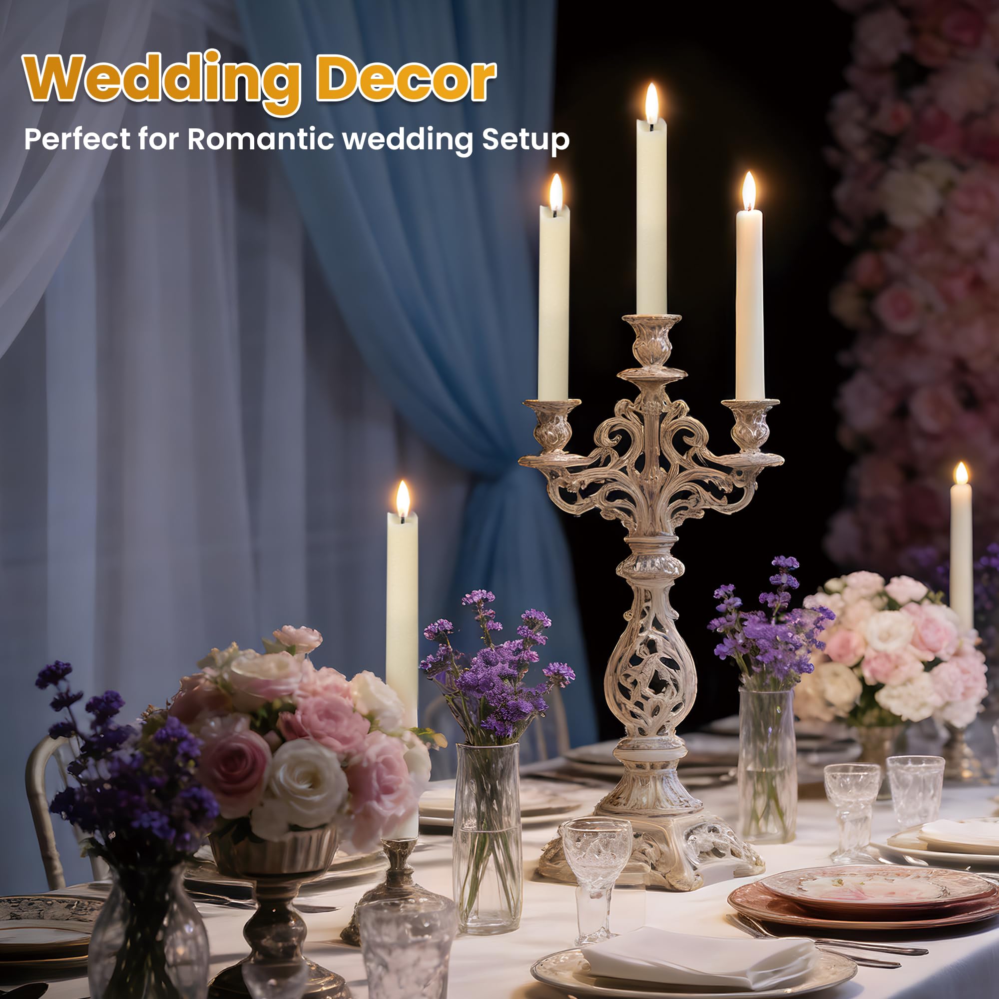 Confezione da 6 candele coniche senza fiamma, in vera cera, a LED, con stoppino 3D, candele a batteria con telecomando e tremolio caldo, per casa, Natale, tavolo da pranzo, decorazioni per matrimoni