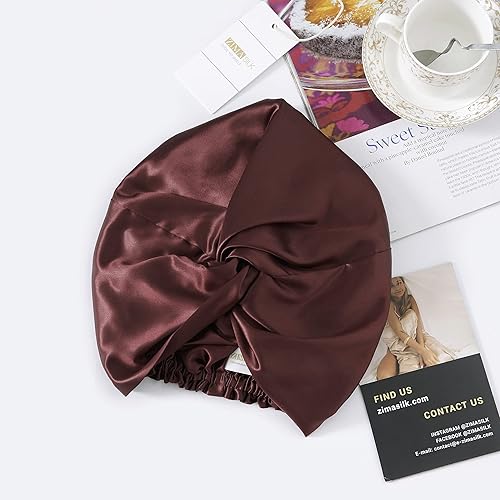 Miniatura 63 de ZIMASILK - Gorro para dormir de 100% seda morera de 0.18 libras para el cuidado del cabello, capota de seda con elástico para la cabeza (1 unidad,