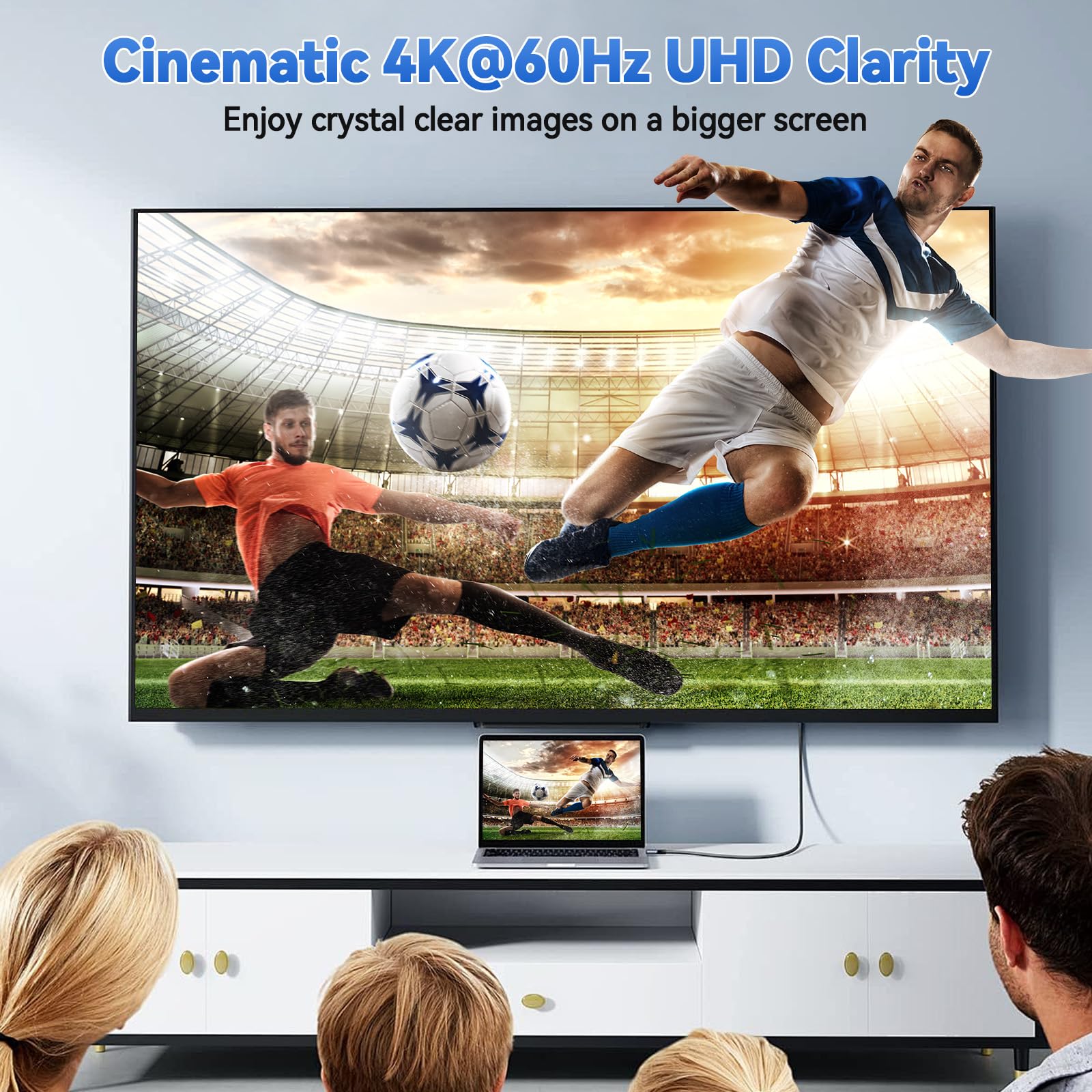 ELUTENG Adattatore USB C a HDMI 4K con Cavo Video USB C 3.2, HDMI USB C Adapter Alluminio con Thunderbolt 3/4 per iPhone 16/15 Pro/Max MacBook iPad Pro/Air Surface Book 2 XPS Galaxy