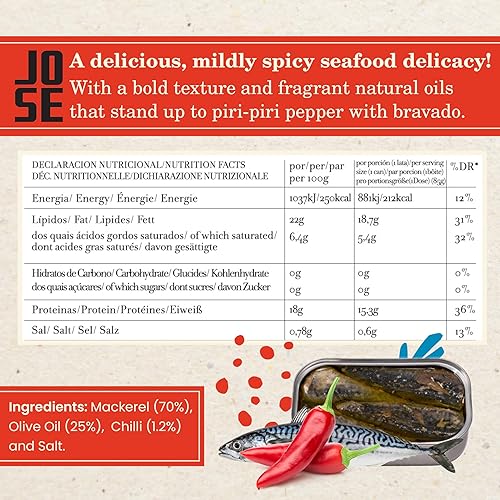 Miniatura 2 de Jose Gourmet Caballa pequeña especiada en aceite de oliva, 4.23 oz, paquete de 3