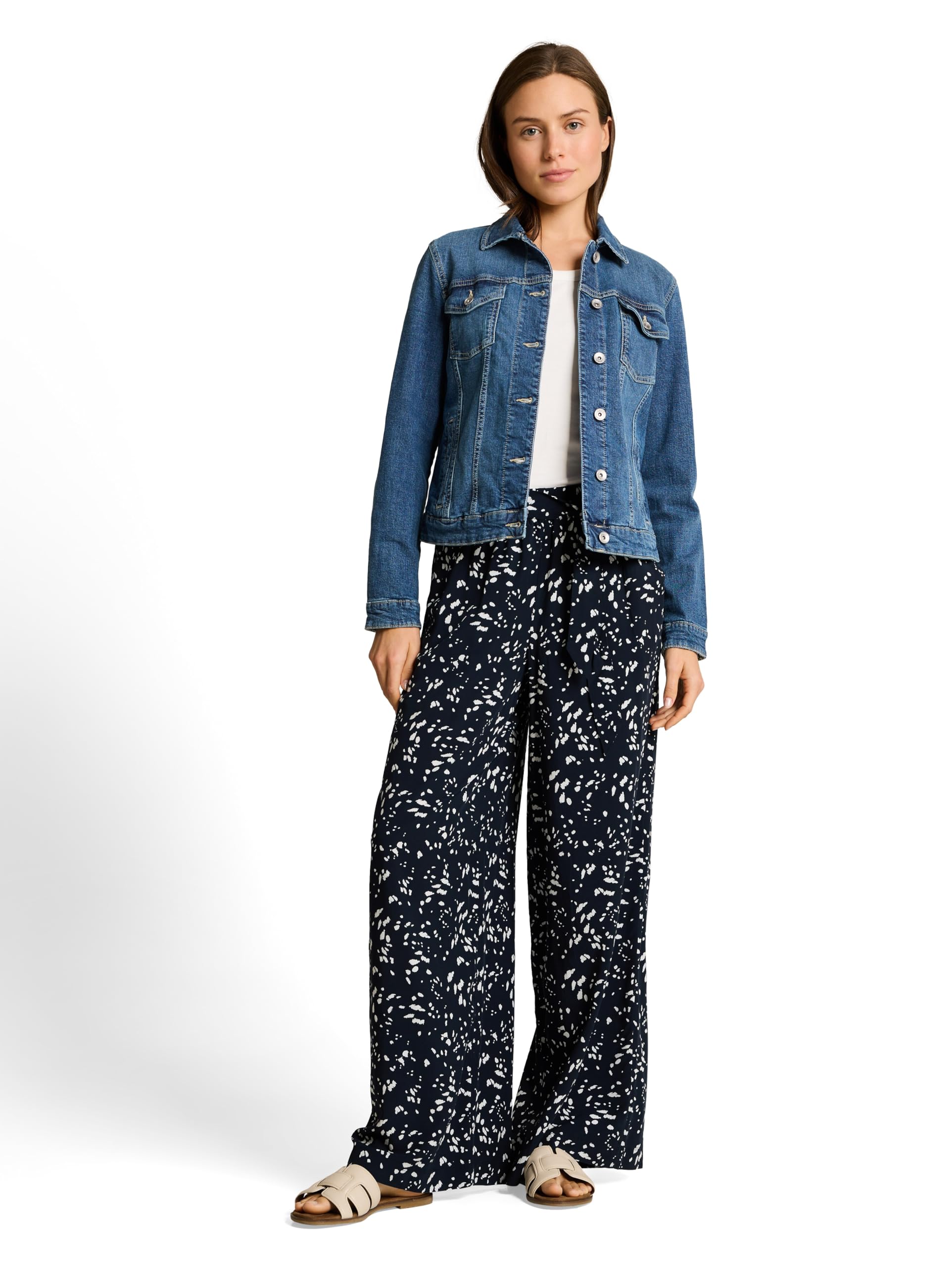 TOM TAILOR Damen Loose Fit Palazzo Hose mit Muster 1049990