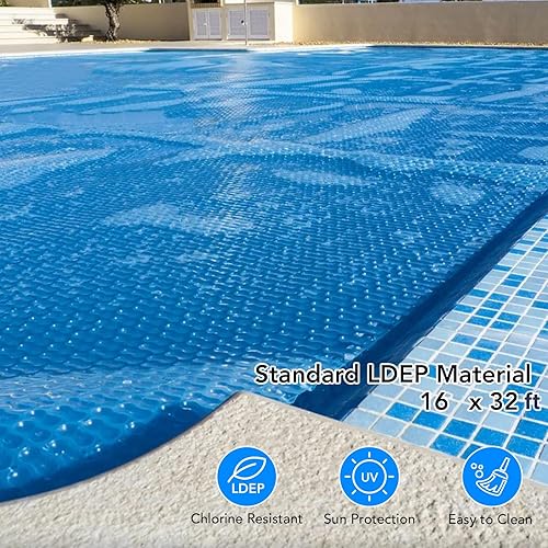 Miniatura 3 de Towallmark Cubierta solar rectangular para piscina de 20 x 40 pies, manta de retención de calor de 300 m para piscinas rectangulares en el suelo y