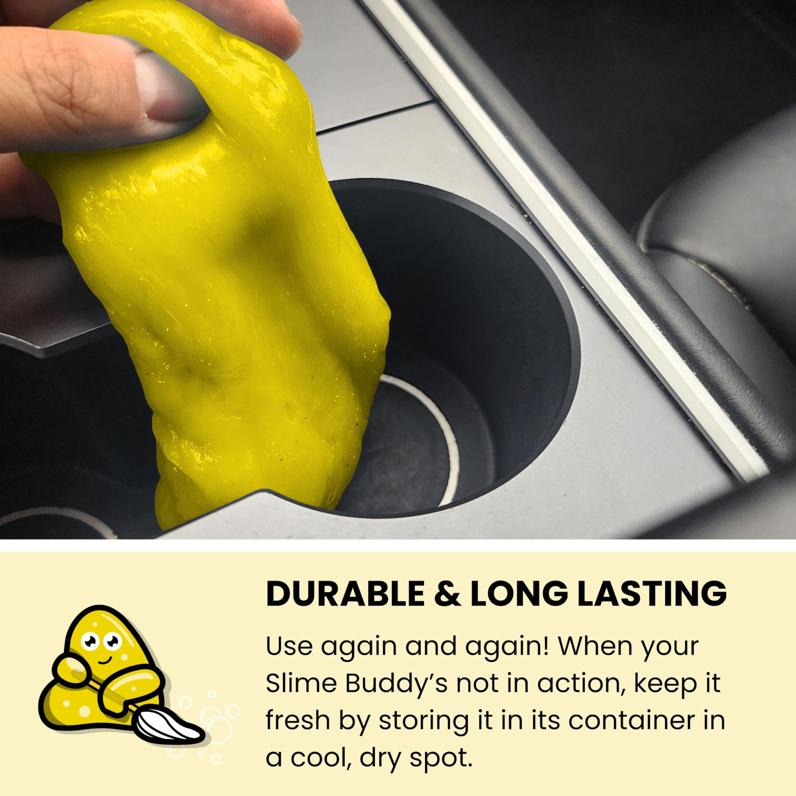 Slime Buddies Cleaning Putty Gel, Lemon, Pack of 1 - Image 4