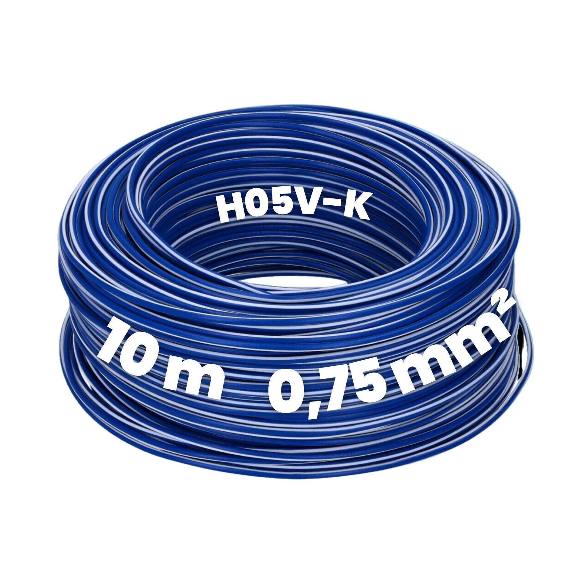 Kalitec Installationsleitung H05V-K 0,75 Mm² Blau – 10 Meter Feindrähtige Einzelader Für Schaltschrank & Elektroinstallation