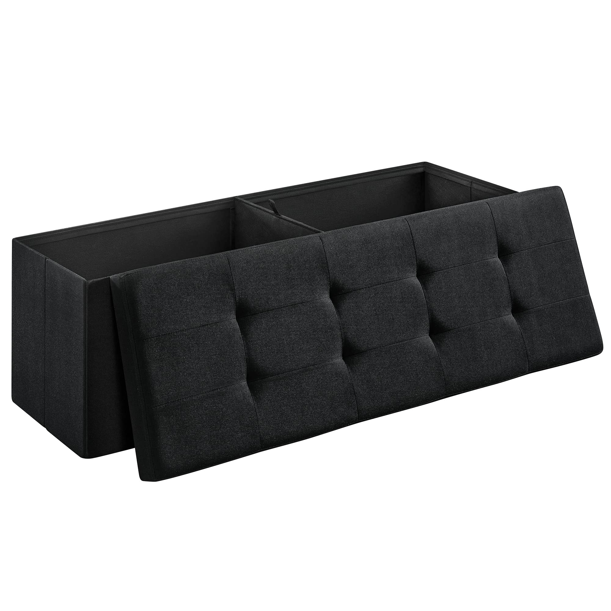 Photo 1 of **COVERED IN PET HAIR**
SONGMICS 43 Inches Folding Storage Ottoman Bench, Storage Chest, Foot Rest Stool, Bedroom Bench with Storage, Black ULSF077B01 Black 43 x 15 x 15 inches