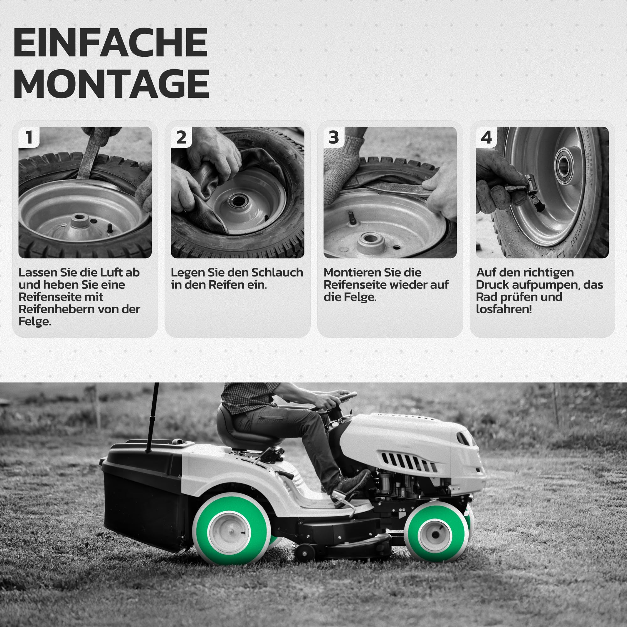 MoovMoov 15 Zoll Schlauch für Reifen 15x6.00-6 und 15x6.50-6 – passend für Rasentraktor, Aufsitzmäher, Golfcart, Gartenanhänger – 2 Stück