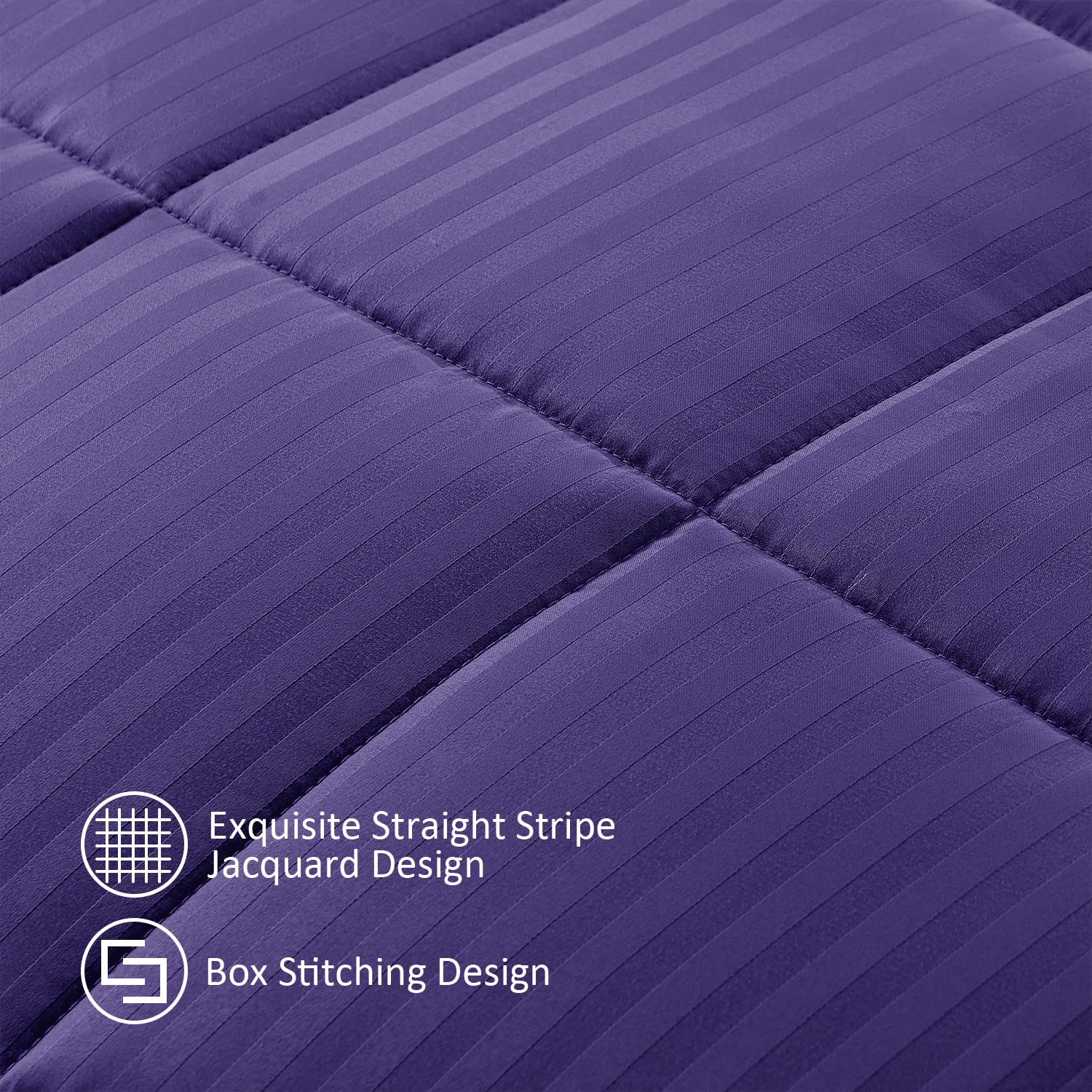 downluxe King Size Blanket, Lightweight Down Alternative Blanket with Satin Trim (90 X 108 Inch, Purple)