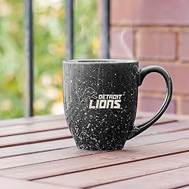 Rico Industries NFL Football Detroit Lions One Pride 16 oz Team Color Laser Engraved Speckled Ceramic Coffee Mug
