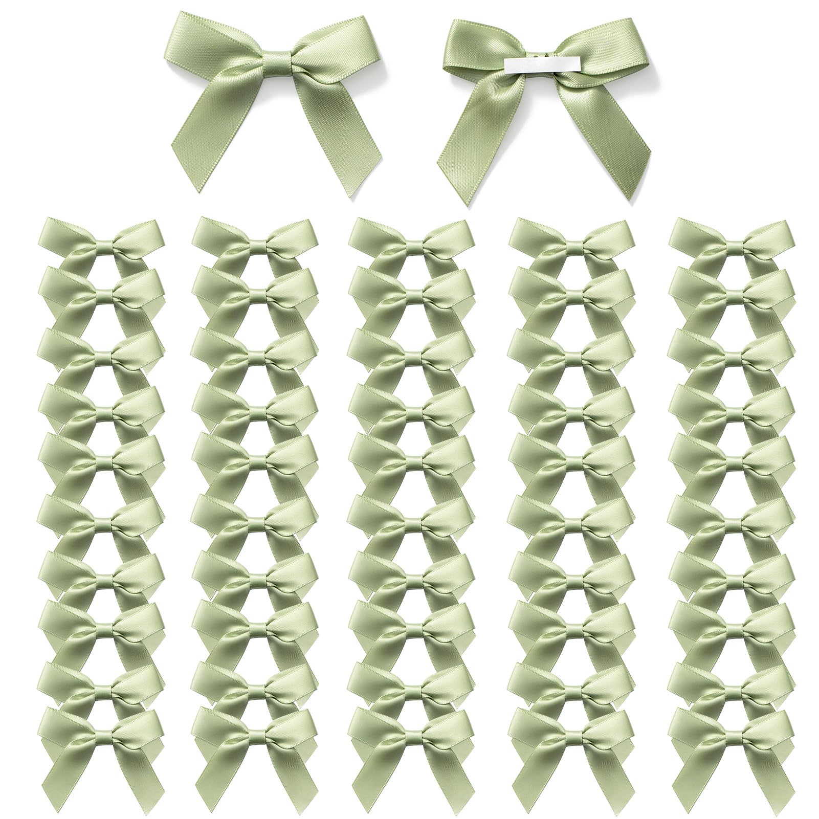 MORSUNBELA Schleifen Deko Kleine Grün Geschenkschleifen Selbstklebend Schleife Geschenk für Valentinstag Hochzeit Weihnachten Dekoration Karte Herstellung 50 Stück