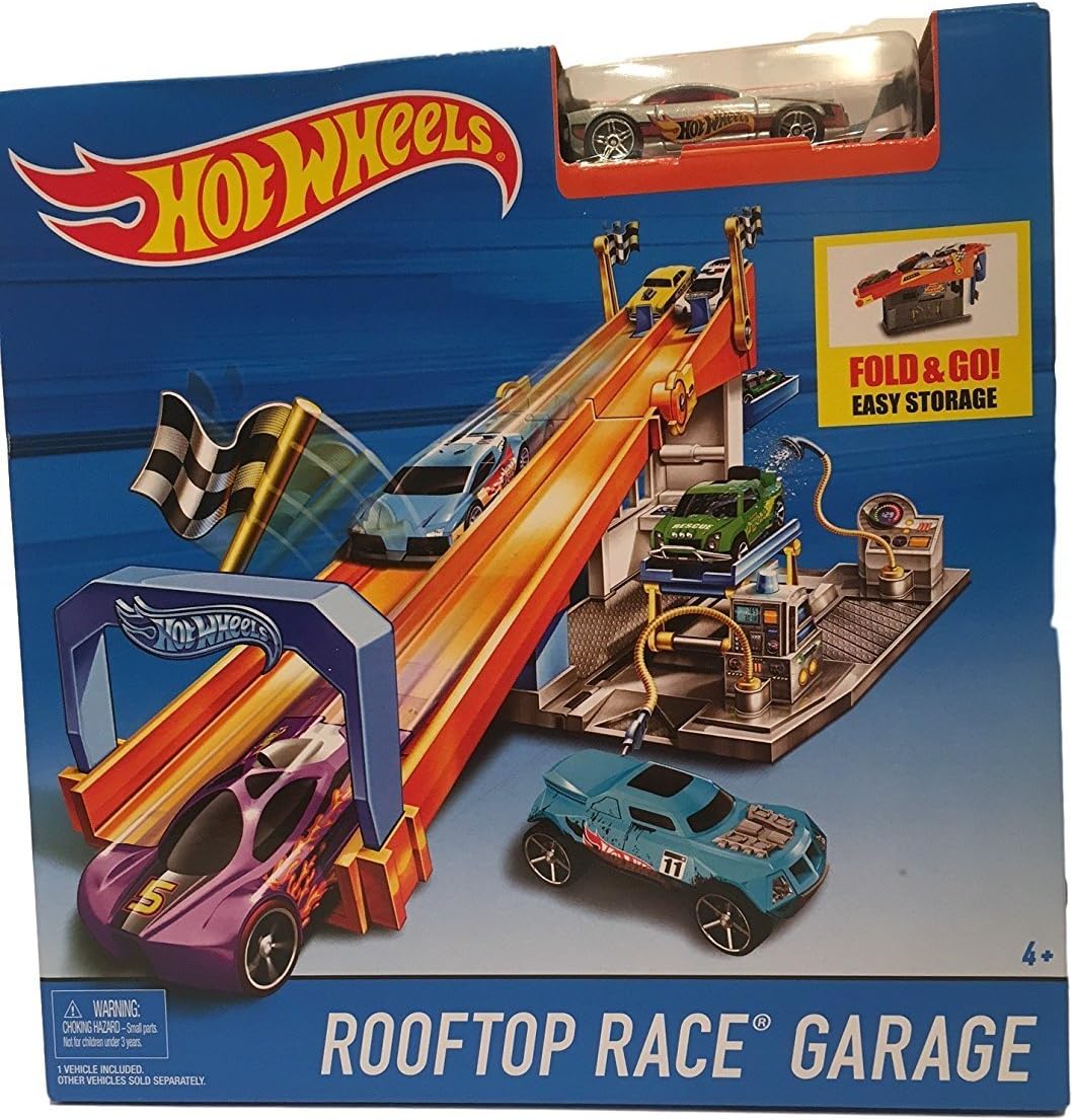 Hot Wheels Rooftop Race Garage with Hot Wheels Vehicle