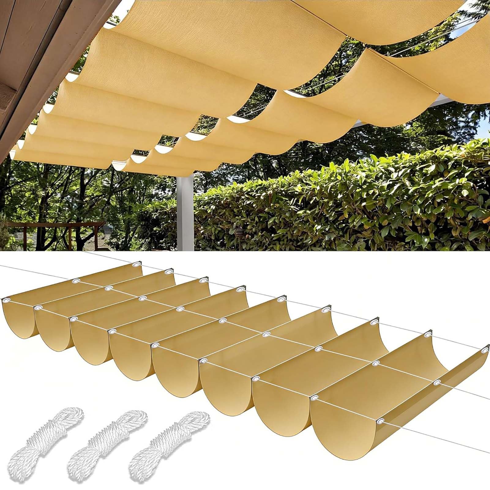 Voile d'ombrage rétractable imperméable avec œillets et corde pour terrasse et jardin
