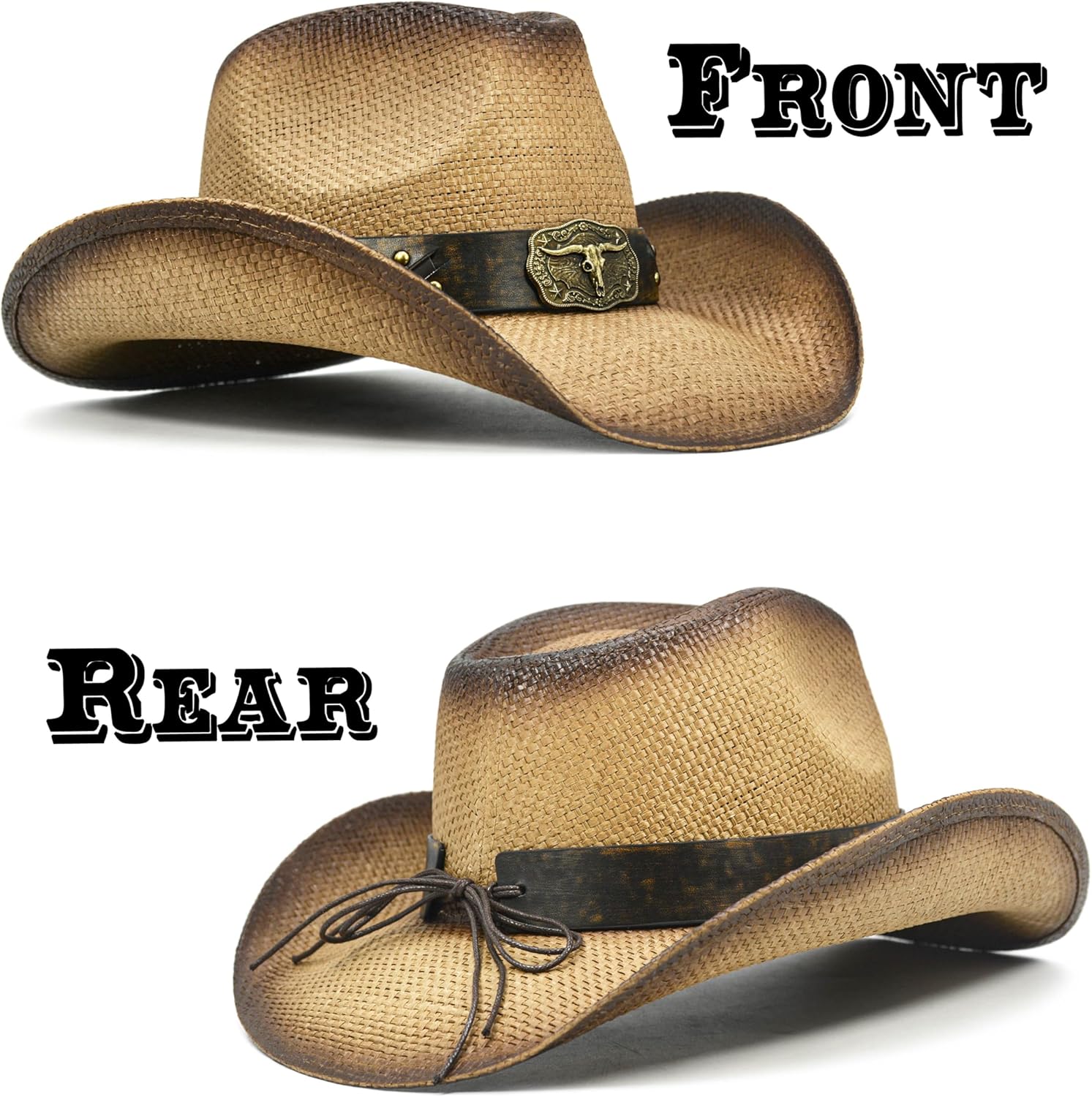 FLUFFY SENSE. Straw Cowboy Hat for Women and Men – Western Sun Hat for Country Concert, Rodeo and Cowgirl Outfits - Image 4