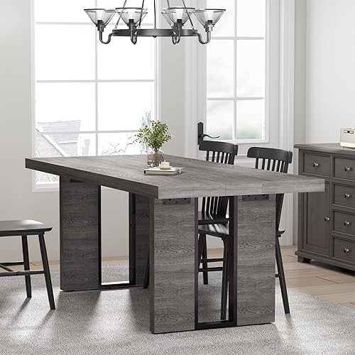 Miniatura 4 de Loomie Mesa de comedor de 70.8 pulgadas, mesa de cocina rústica para 6-8 personas, muebles de comedor grandes, mesa rectangular para sala de estar,