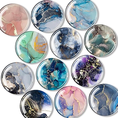 Qualsen Imanes de cristal para nevera, 12 unidades, imanes pequeños para nevera, imanes para pizarra blanca, bonitos imanes de decoración para