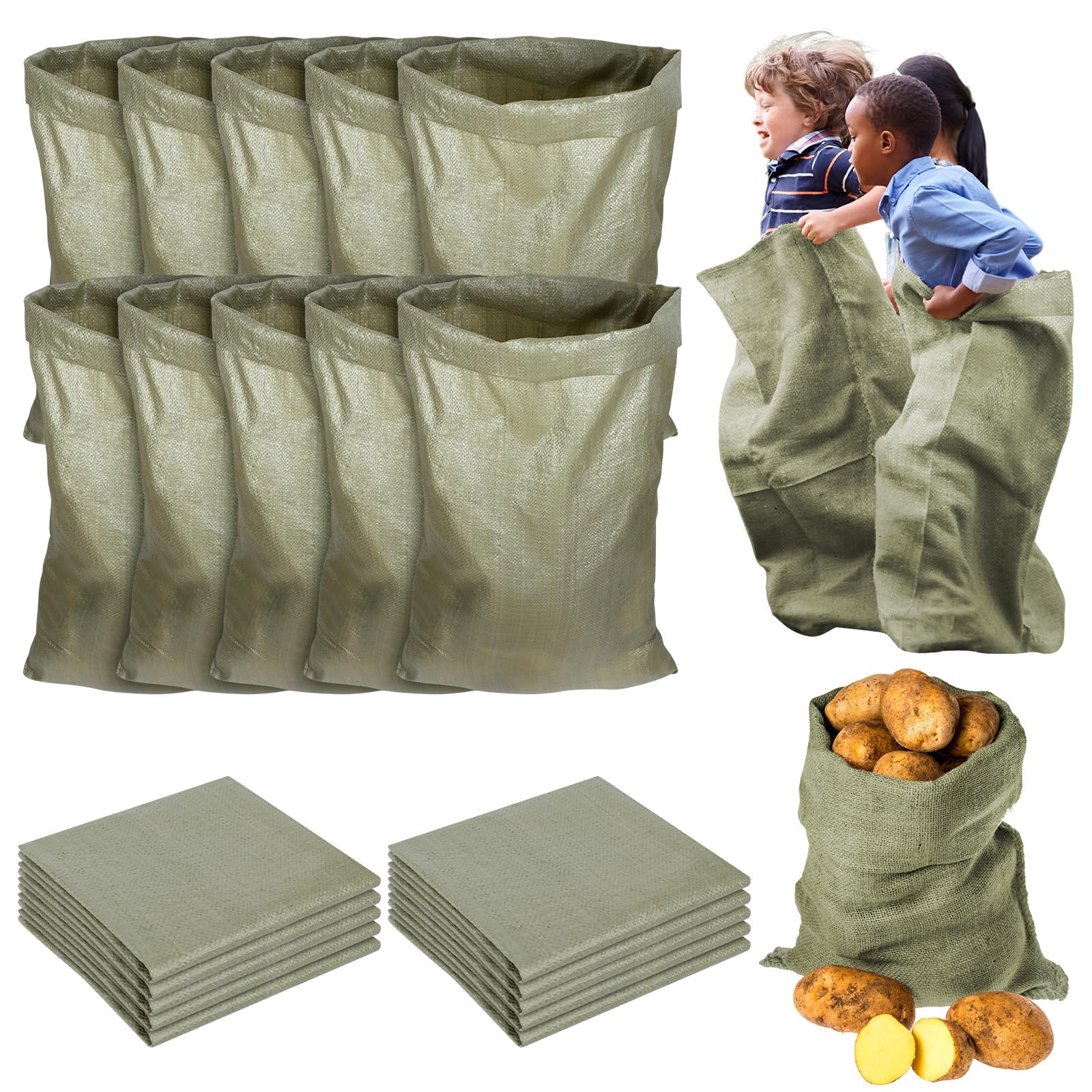 30 Pack Large Potato Sack Race Bags, 24" x 40" Potato Sacks Racing Bags for Kids & Adults, Field Day, Family Reunion, Outdoor Picnic Party, Outside Yard Lawn Easter Carnival Games