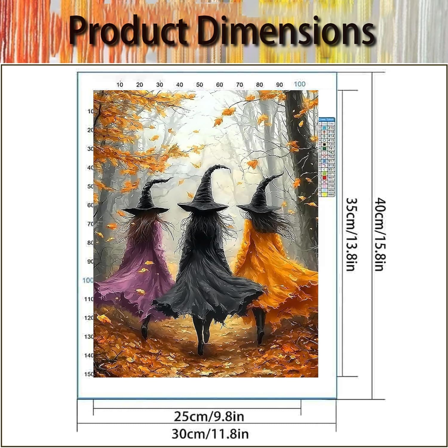 Witch Stamped Cross Stitch Kits for Adults - Halloween Embroidery Kits for Beginners Adults,11 CT Full Patterns Dimensions Counted Cross Stitch Kits for Adults Arts Craft 12x16 inch