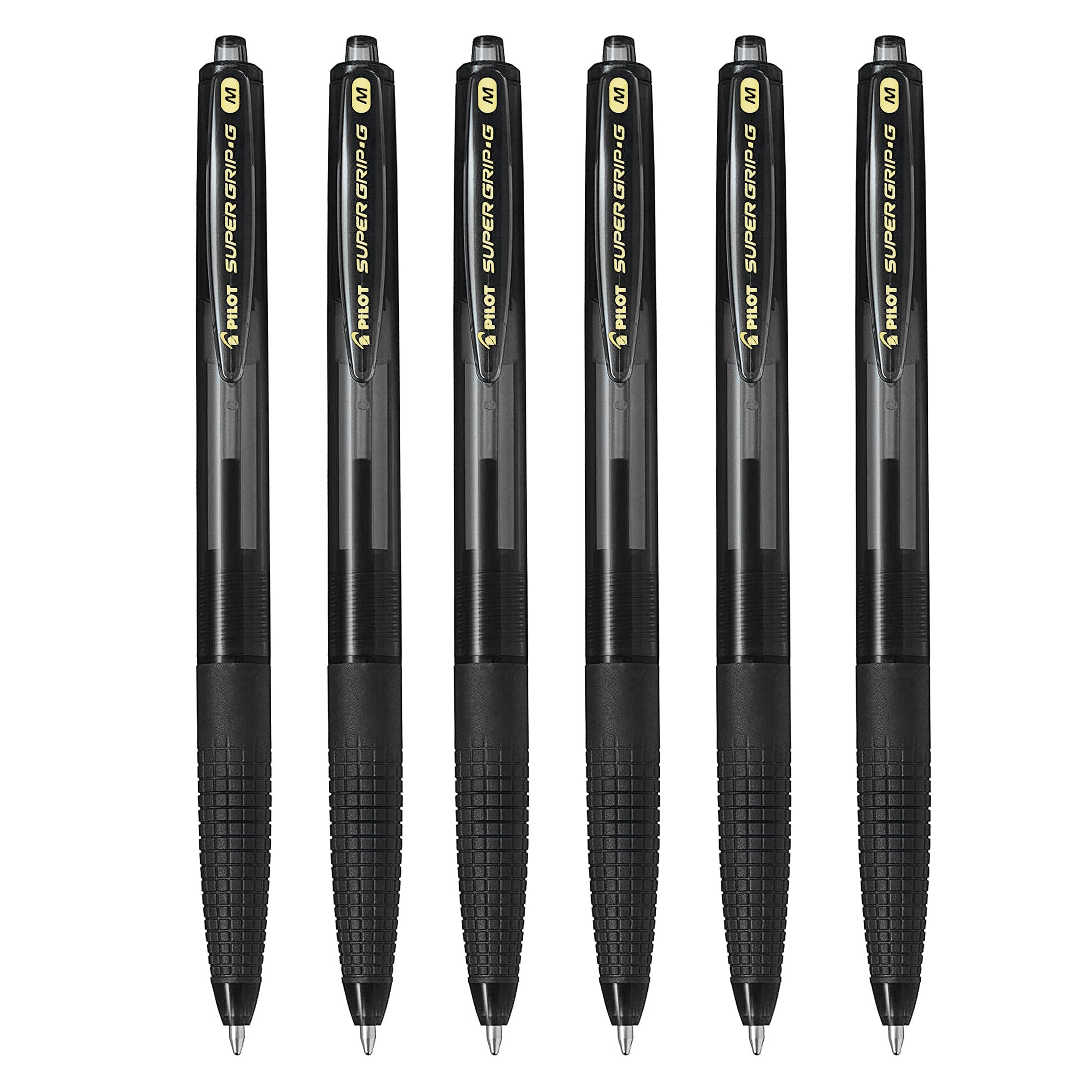 Pilot Super Grip G chowany długopis kulkowy - czarny atrament - średnia końcówka 1,0 mm - portfel 6 szt