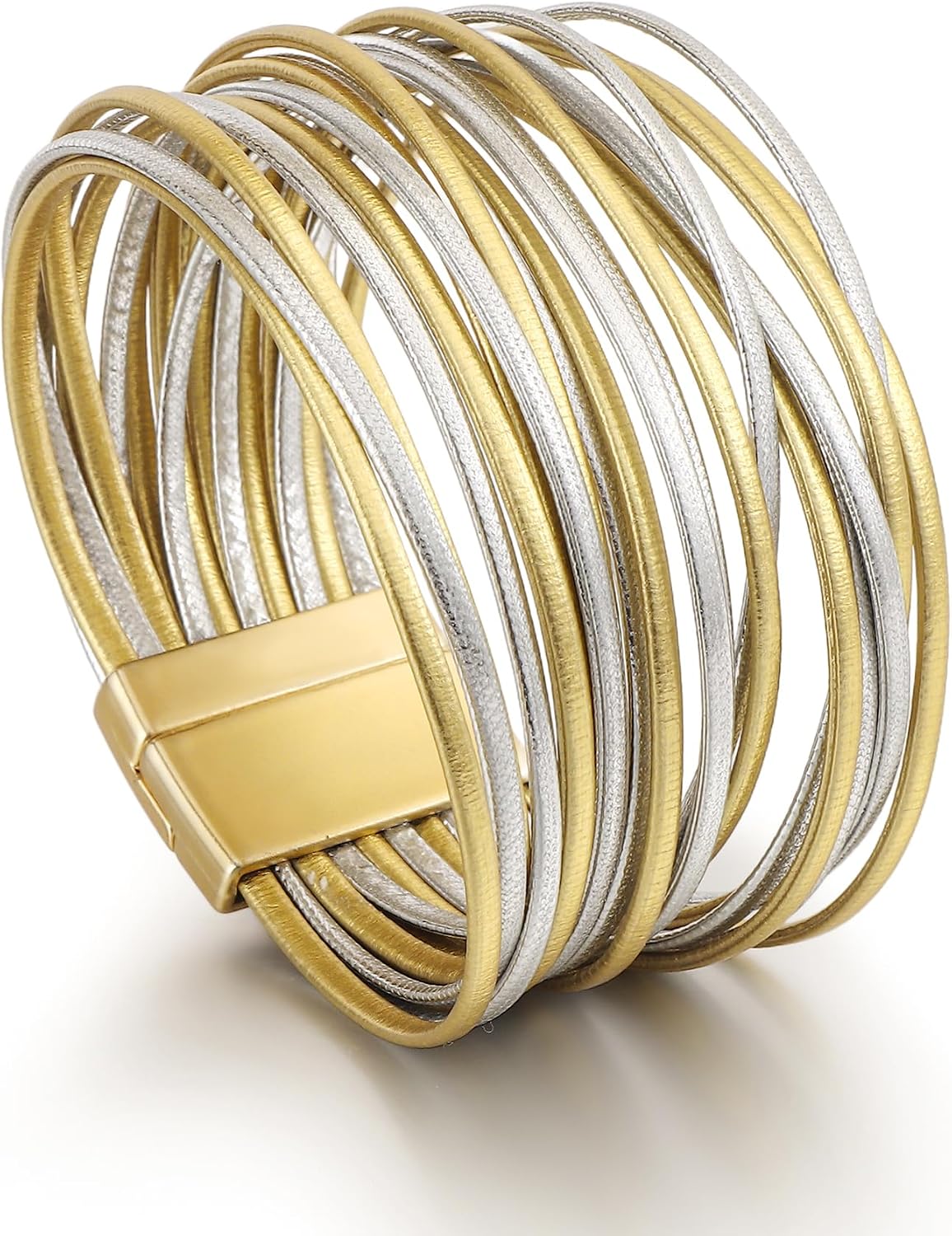 Edoneery Leather Wrap Bracelets for Women, Boho Layered Cuff Bangle image 2