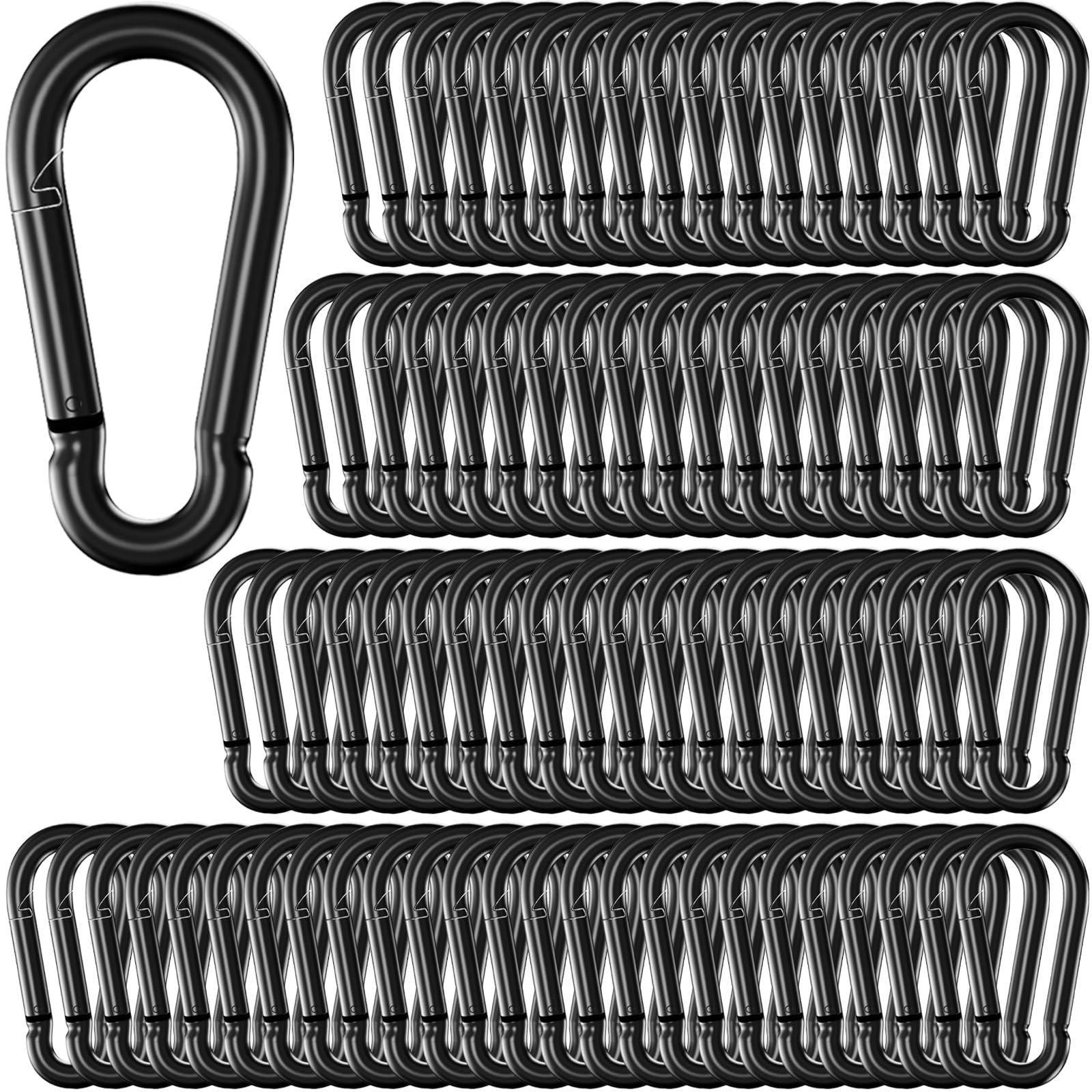100 ganchos de resorte resistentes, mosquetón de acero galvanizado M6, clip de llavero, llavero de enlace rápido para hamaca columpio juego de viajes al aire libre, camping, pesca, senderismo