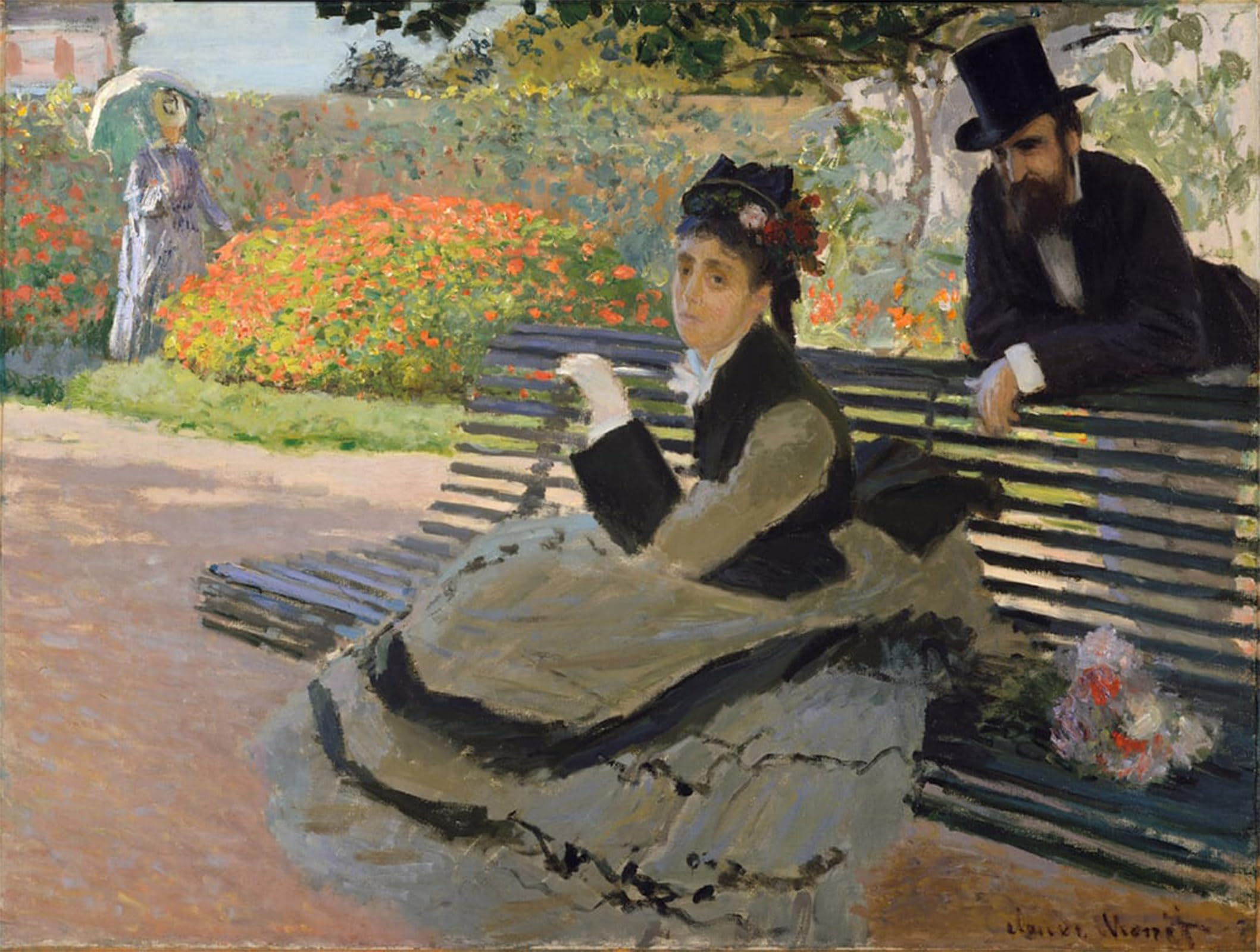 SERENDIPITP Retro Picture Poster Wall Art Pictures Painting Camille Monet on a Garden Bench by Claude Monet Wall Art Canvas Print for Wall Decor 60x90cm