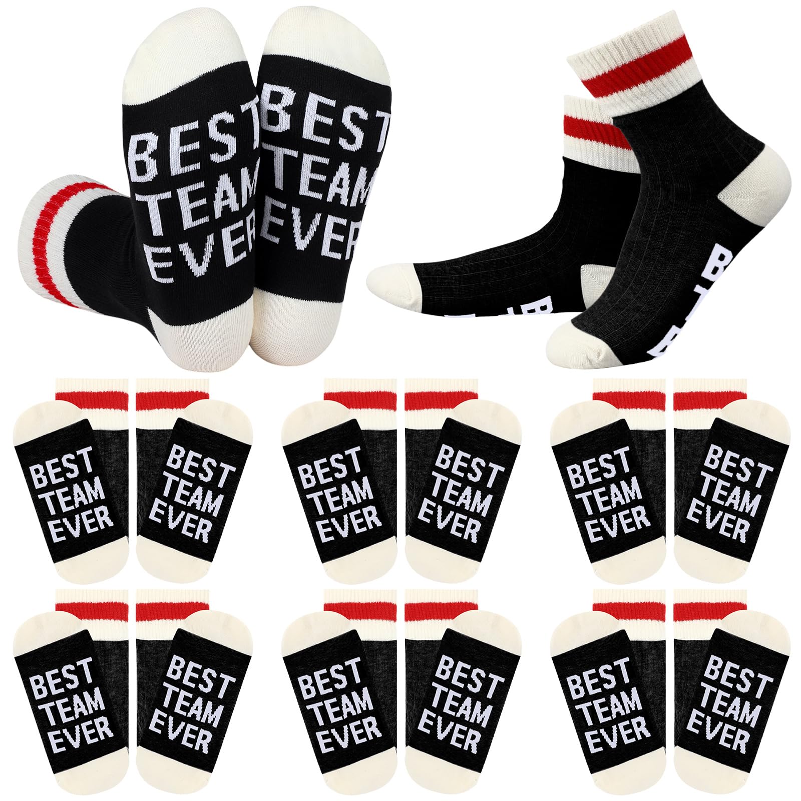 Glitopper 6 Pairs Best Team Ever Socks Bulk Employee Appreciation Gifts for Valentine Women Men Coworker Staff Office Favors