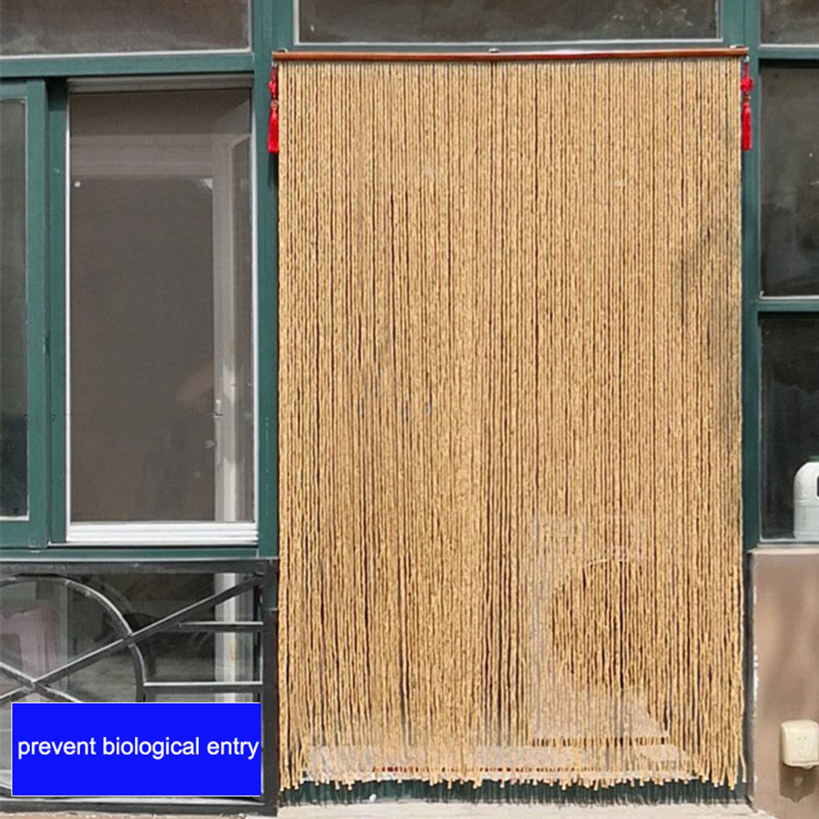Perlenvorhang für Türen,Hängender Dekorative Türvorhänge Panel,Bambusvorhang Holz Perlen Fadenvorhang,Natur Bambus Türvorhang,für Schlafzimmer Wohnzimmer Balkontür,Anpassbare (100 strands 100x220cm)