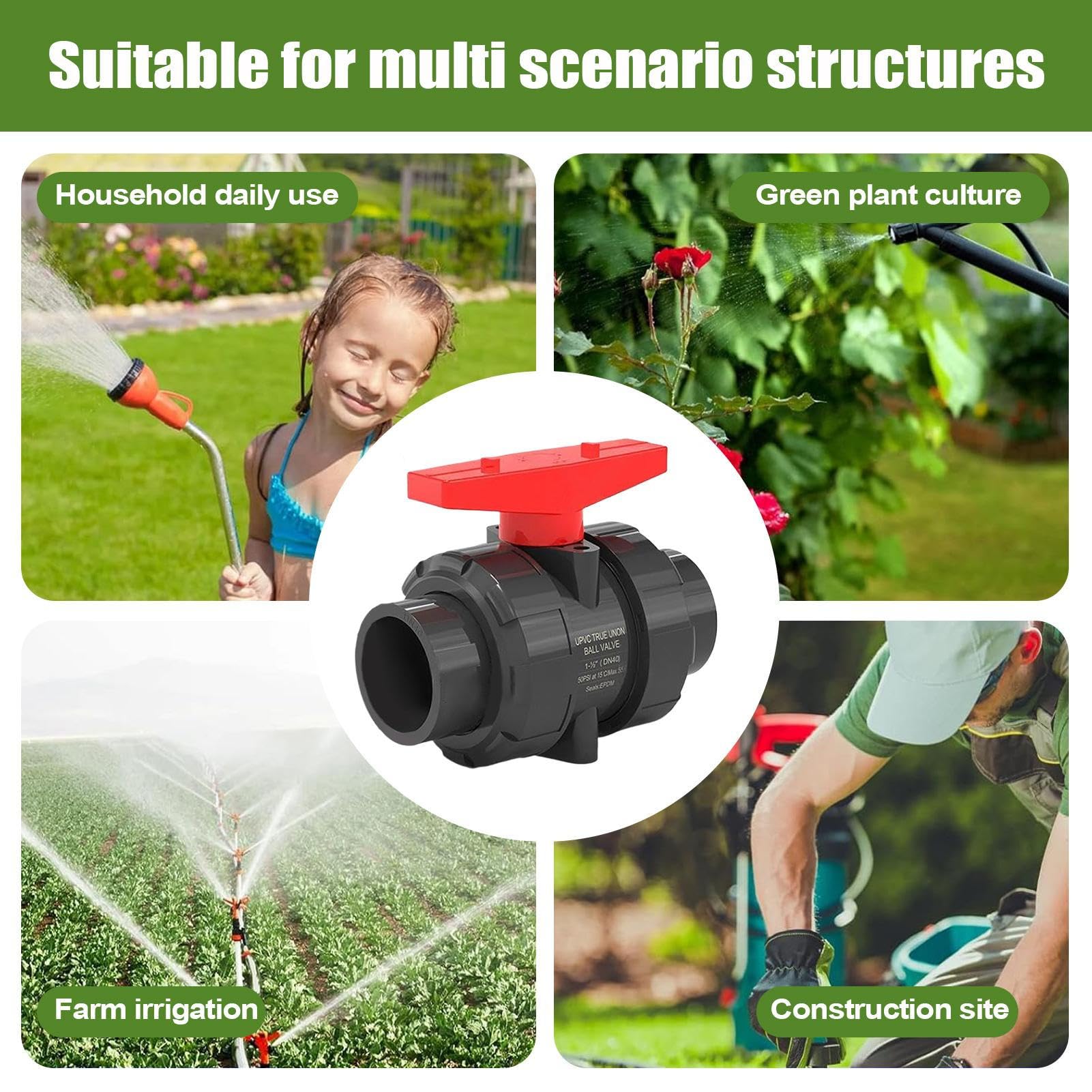Válvula De Bola Conectores, Accesorios Tuberías y Conexión Hídrica | Válvula Corte Servicio Pesado Conexión Tubería, Accesorios, Piezas Para Riego De Jardín, Industrial, Jardín, Piscina,