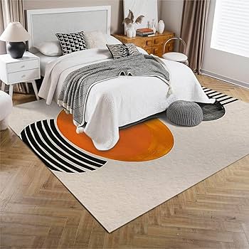 Tappeto Shedir Pelo Corto 60x120cm - Moderno Grigio/Arancio Per Salotto E Camera