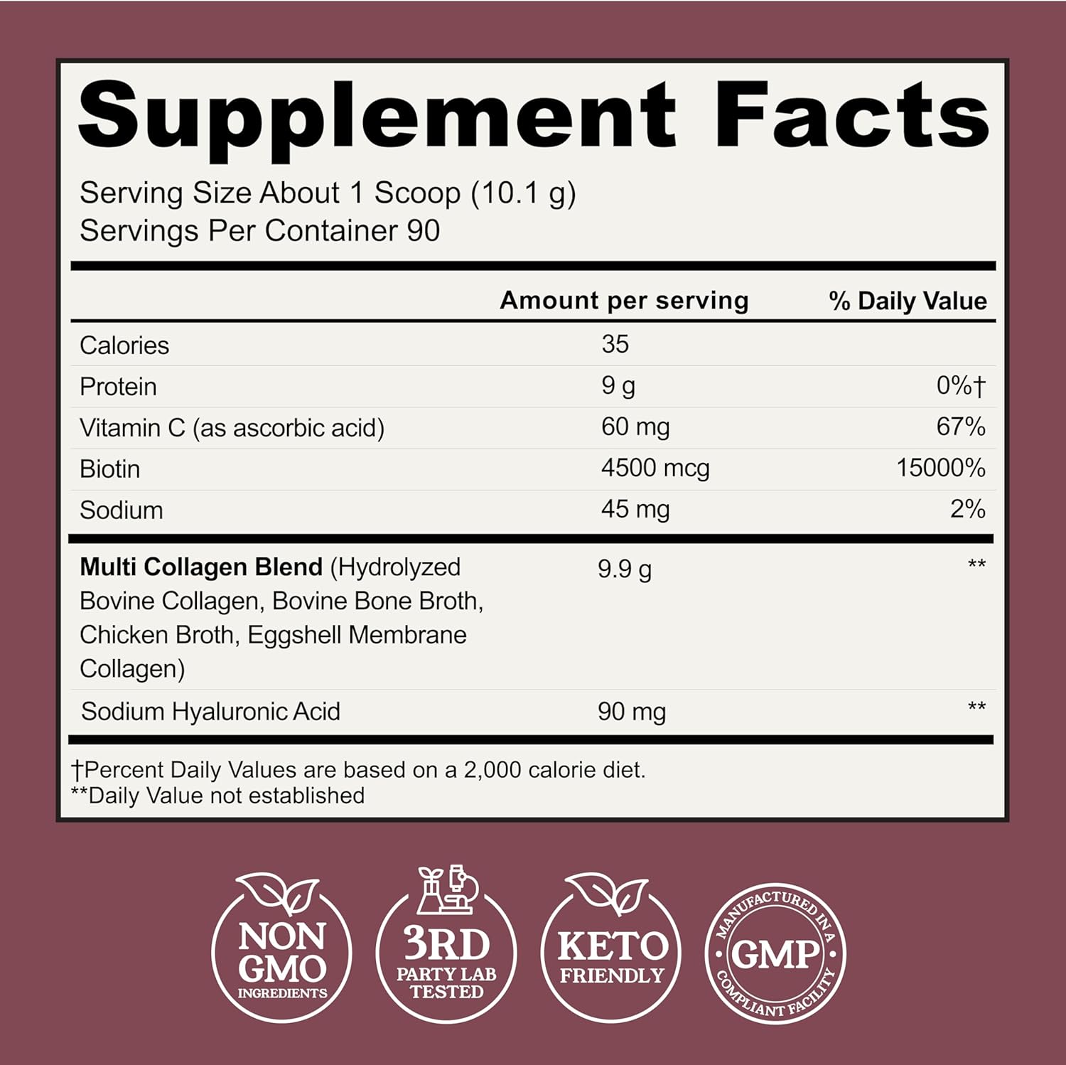 Multi Collagen Powder with Biotin, Hyaluronic Acid, Vitamin C (2lb Value Size) | Hydrolyzed Collagen Supplement (Types I, II, III, V, X). Hair, Skin, Nails for Women, Men