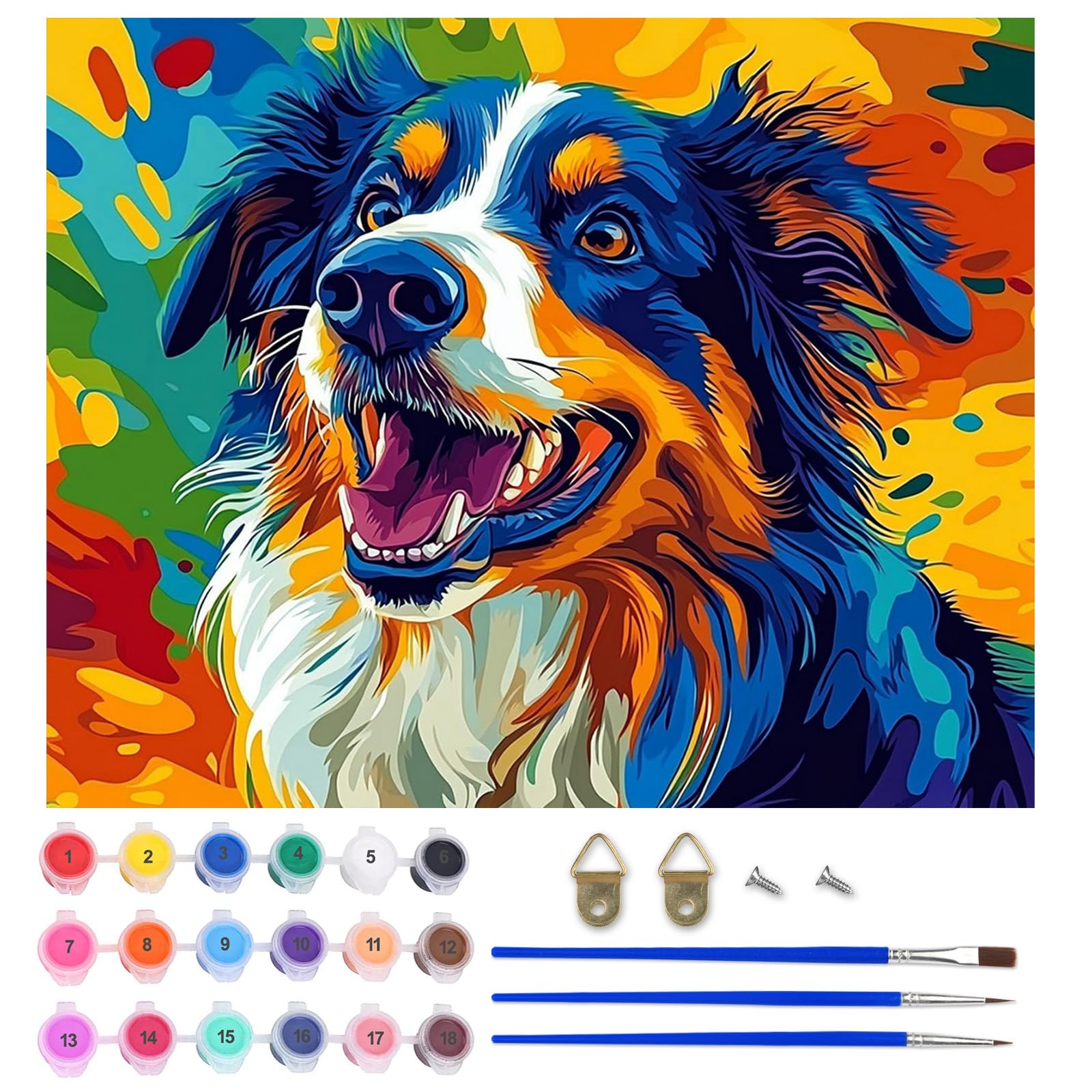 AIRDEA Shepherd Dog Paint by Numbers for Adults, Dog Painting by Numbers for Adults, DIY Acrylic Pigment Drawing Paintwork Arts and Crafts Painting Kit for Home Wall Decor 20x16 inch (No Frame)