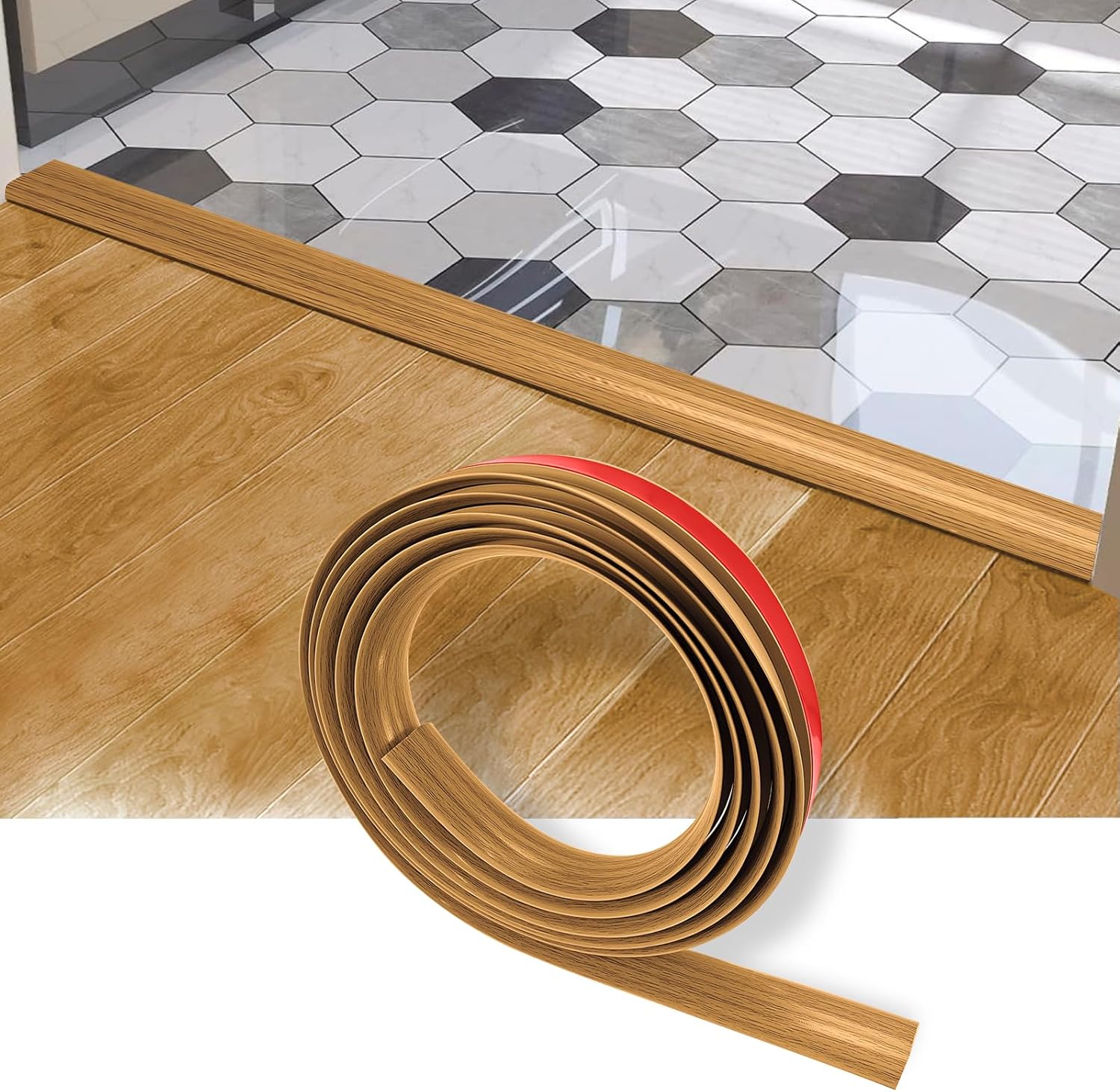 10 FT Floor Transition Strip, PVC Carpet to Tile Transition Strip, 1.4 ...