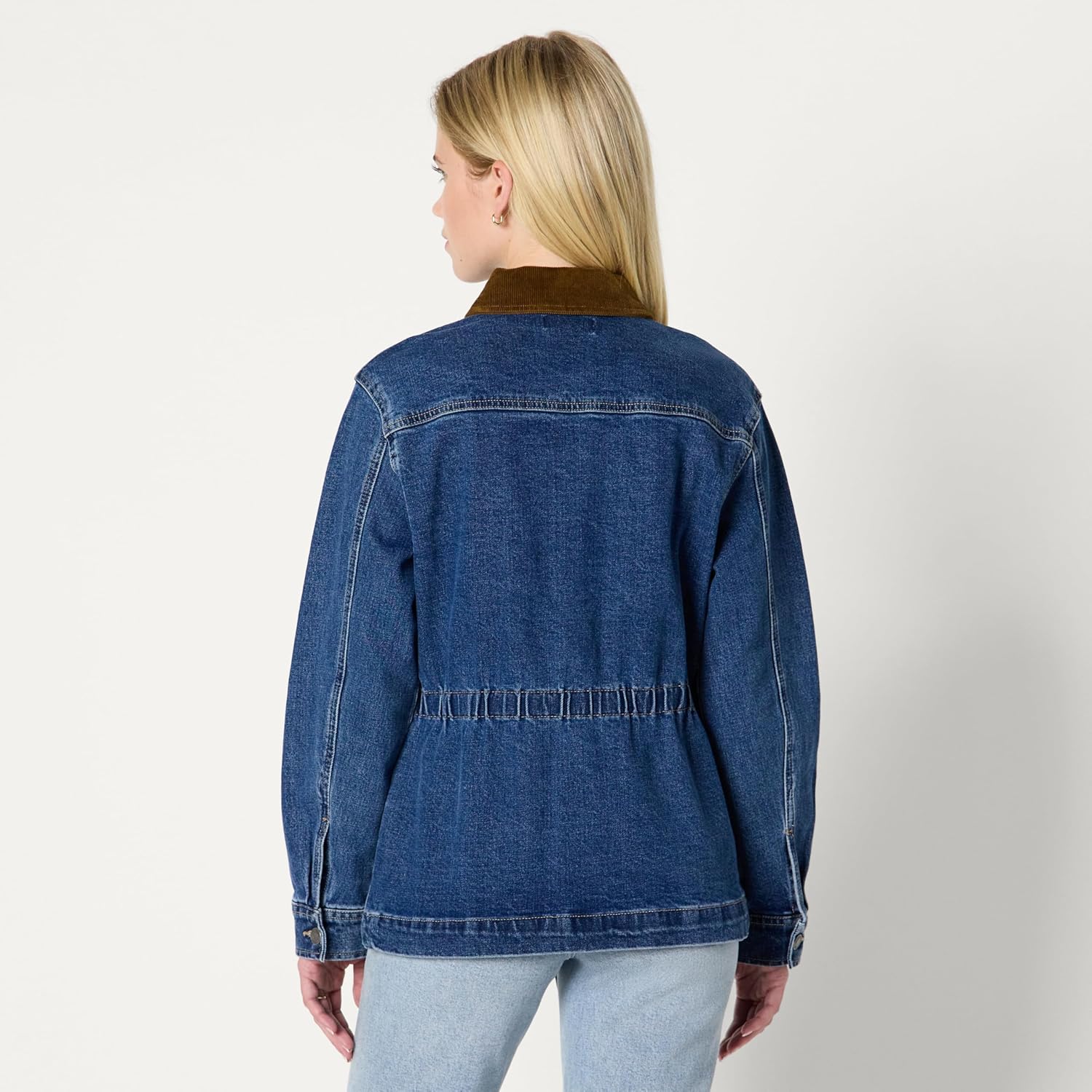 Amazon Essentials Women's Regular-Fit Low Stretch Denim Cinched Waist Barn Jacket