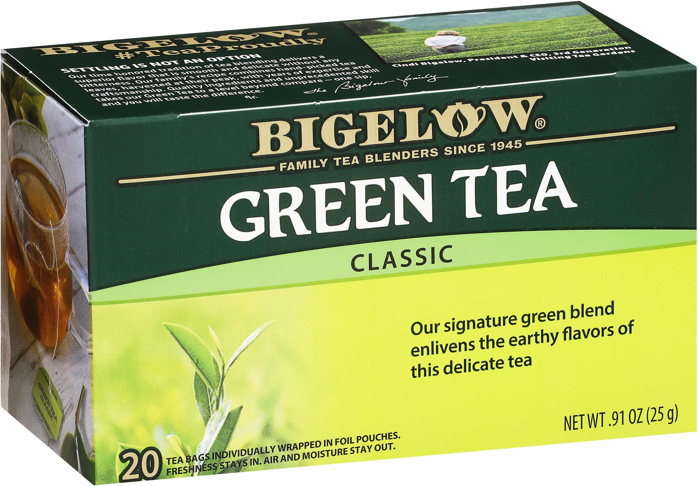 Bigelow Tea Classic Green Tea, Caffeinated Tea, 20 Count Box (Pack of 6), 120 Total Tea Bags