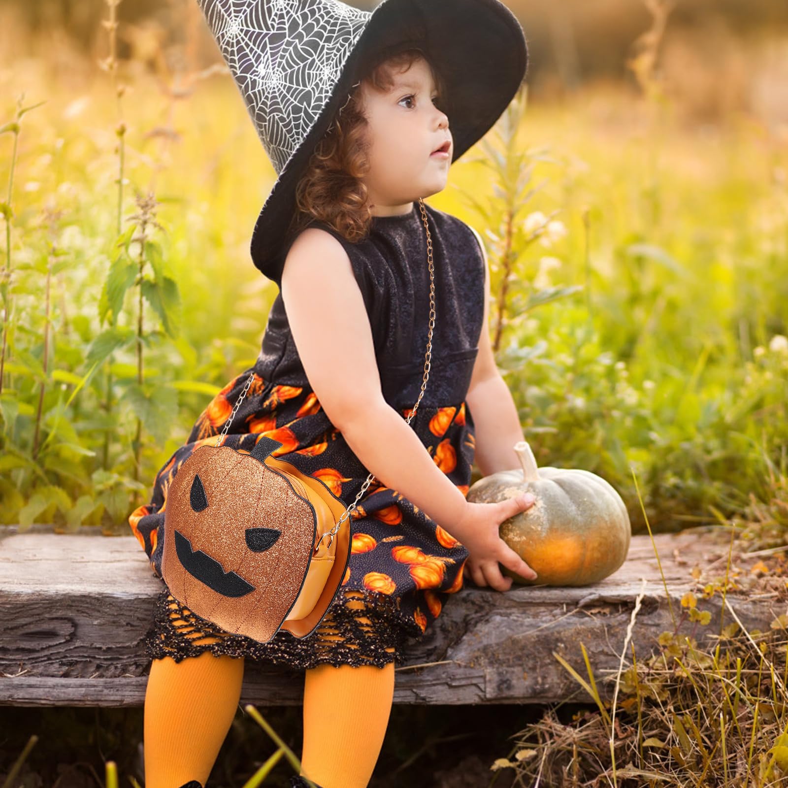 VICASKY Borsa Donna Halloween a Forma di Zucca, Oro, PU