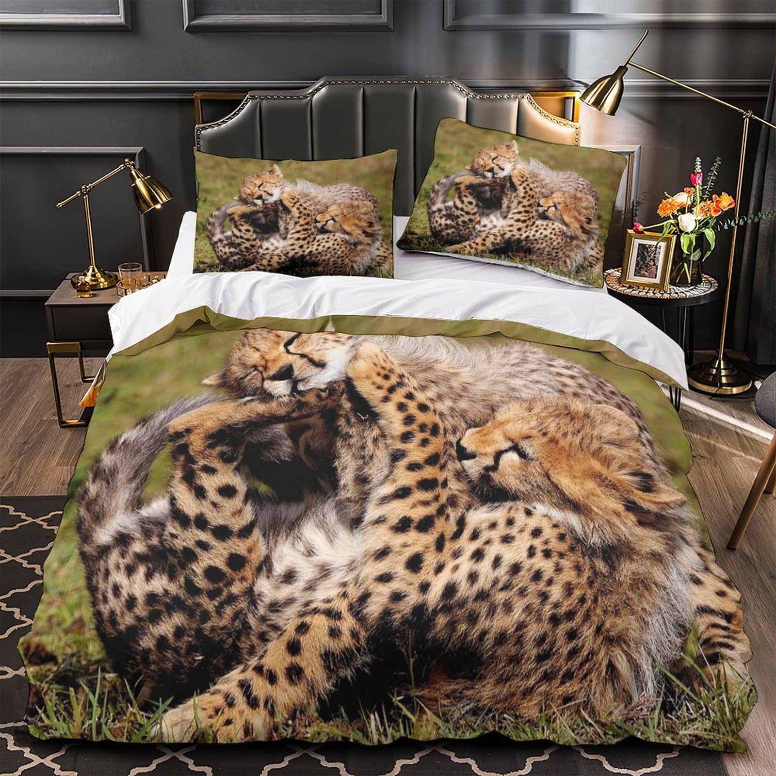 Housse de couette félin King microfibre douce et facile à laver pour garçon