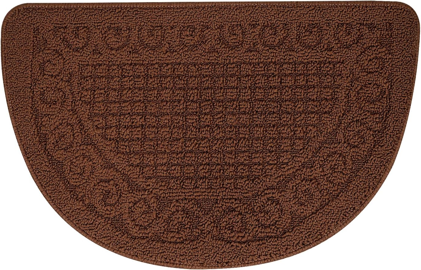 Loghot Polypropylene Half Round Pure Color Doormat Non Slip Semicircle Door Mat for Bedroom Toilet Kitchen Entryway (Small, Brown)