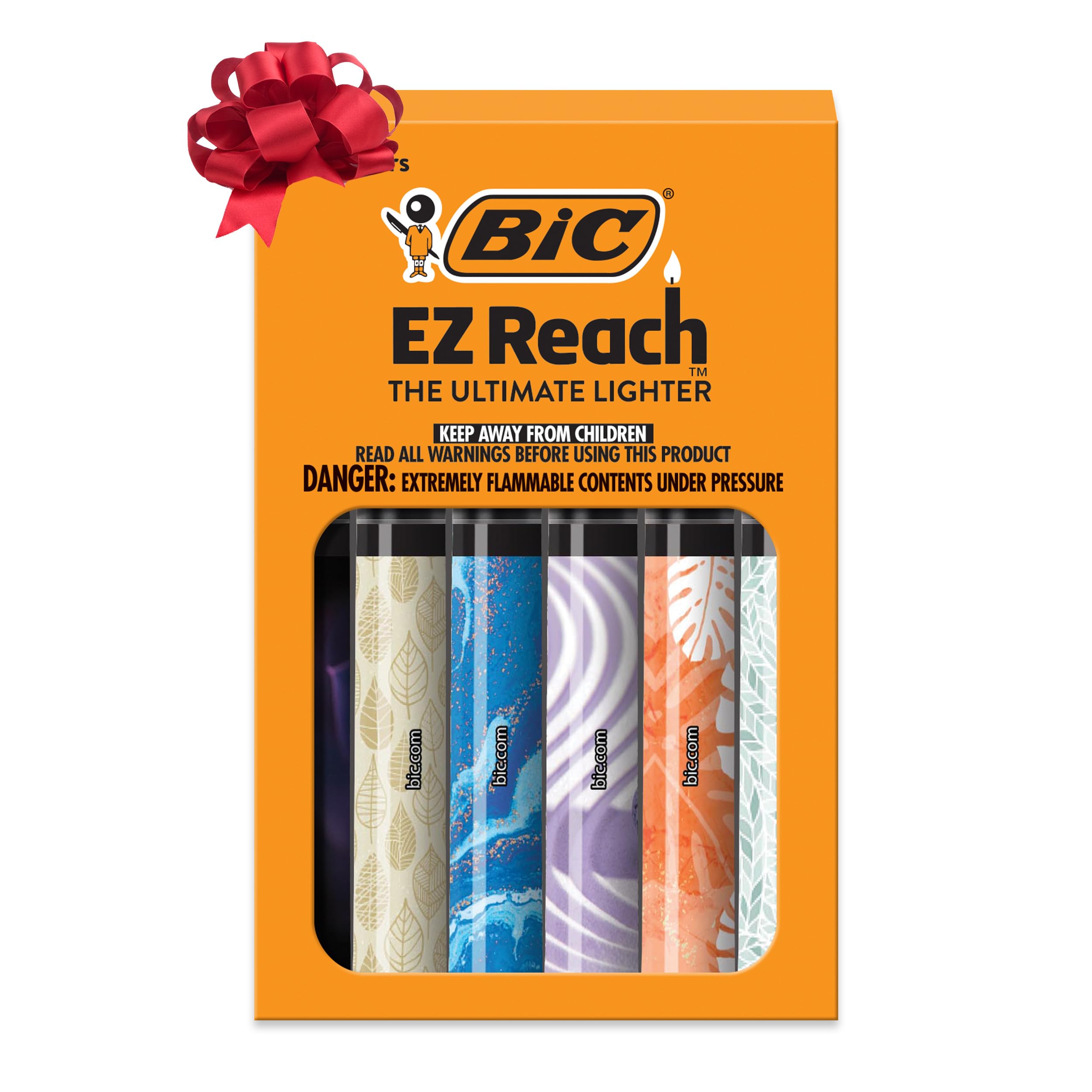 BIC EZ Reach Lighters, Candle Lighter and Fireplace Lighter, Home Decor Designs Collection, 6-Pack