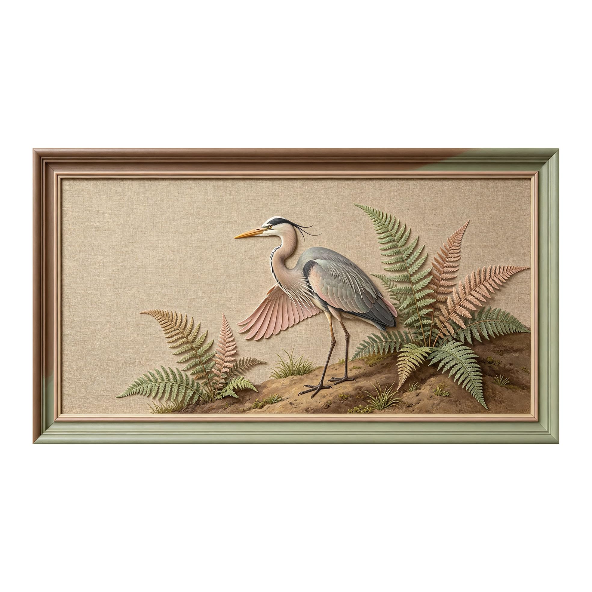 Yzpallescene 3D 3D Framed Wall Art 50cm×90cm Tropical Heron Botanical Oil Painting Large Size SelfAdhesive Removable Wall Decor Prints Artwork for Living Room Bedroom Office