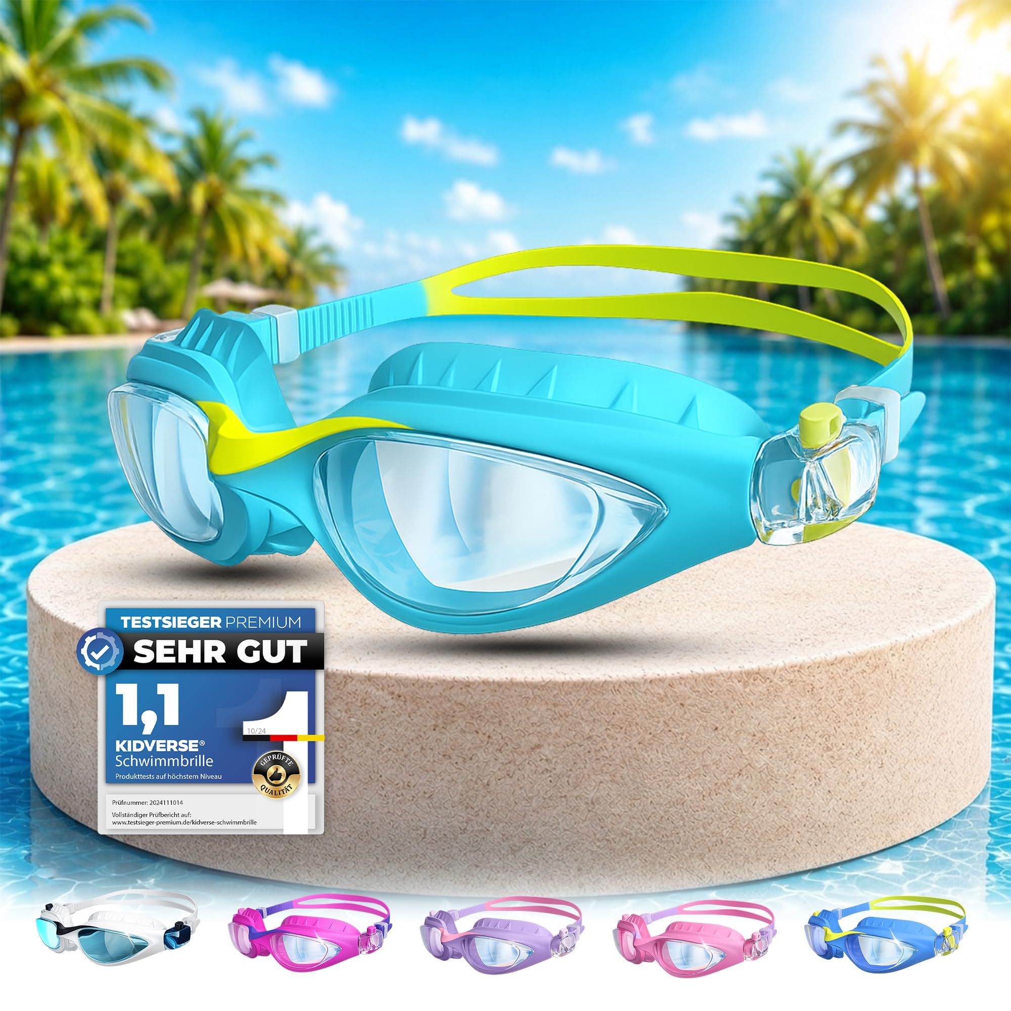 KIDVERSE Kids Swimming Goggles for Boys & Girls - Comfortable Toddler swim goggles swimming kid age 3 to 13 - Children swim glasses with UV protection & anti-fog protection